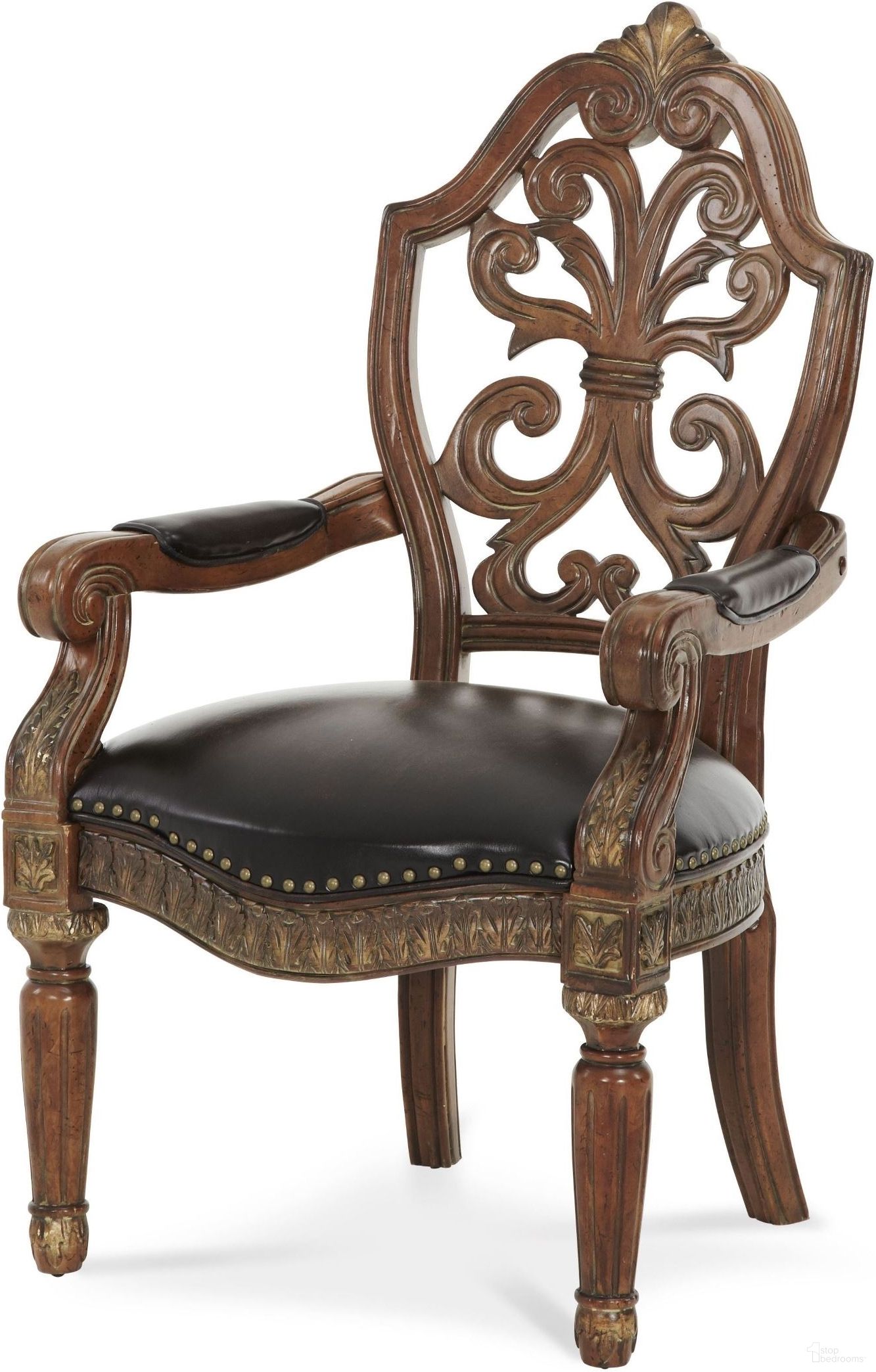 The appearance of Villa Valencia Classic Chestnut Desk Chair designed by Michael Amini in the traditional interior design. This chestnut piece of furniture was selected by 1StopBedrooms from Villa Valencia Collection to add a touch of cosiness and style into your home. Sku: 72044-55. Material: Wood.