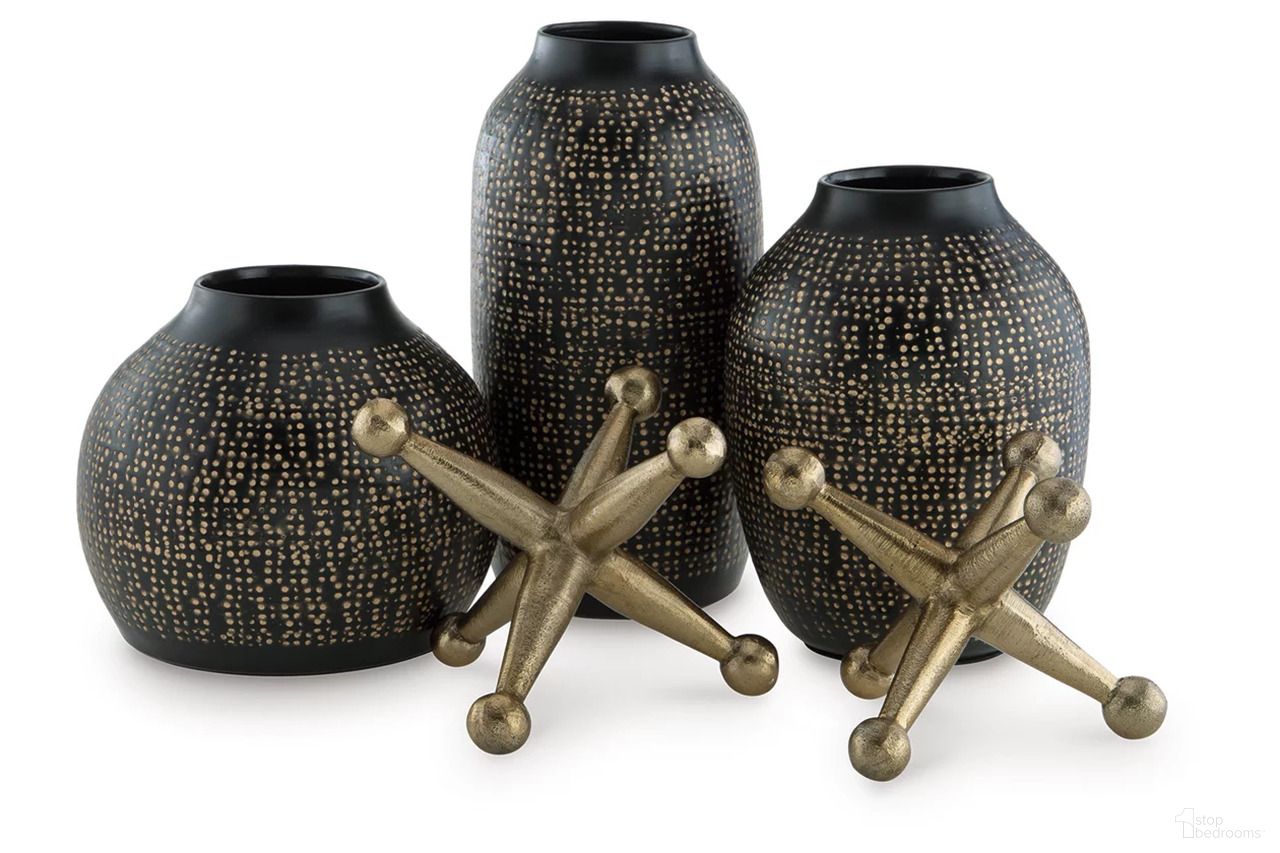 The appearance of Vinburn 5 Piece Accessory Set In Black/Gold designed by Signature Design by Ashley in the modern / contemporary interior design. This black/gold piece of furniture was selected by 1StopBedrooms from Vinburn Collection to add a touch of cosiness and style into your home. Sku: A2C00212. Material: Metal.