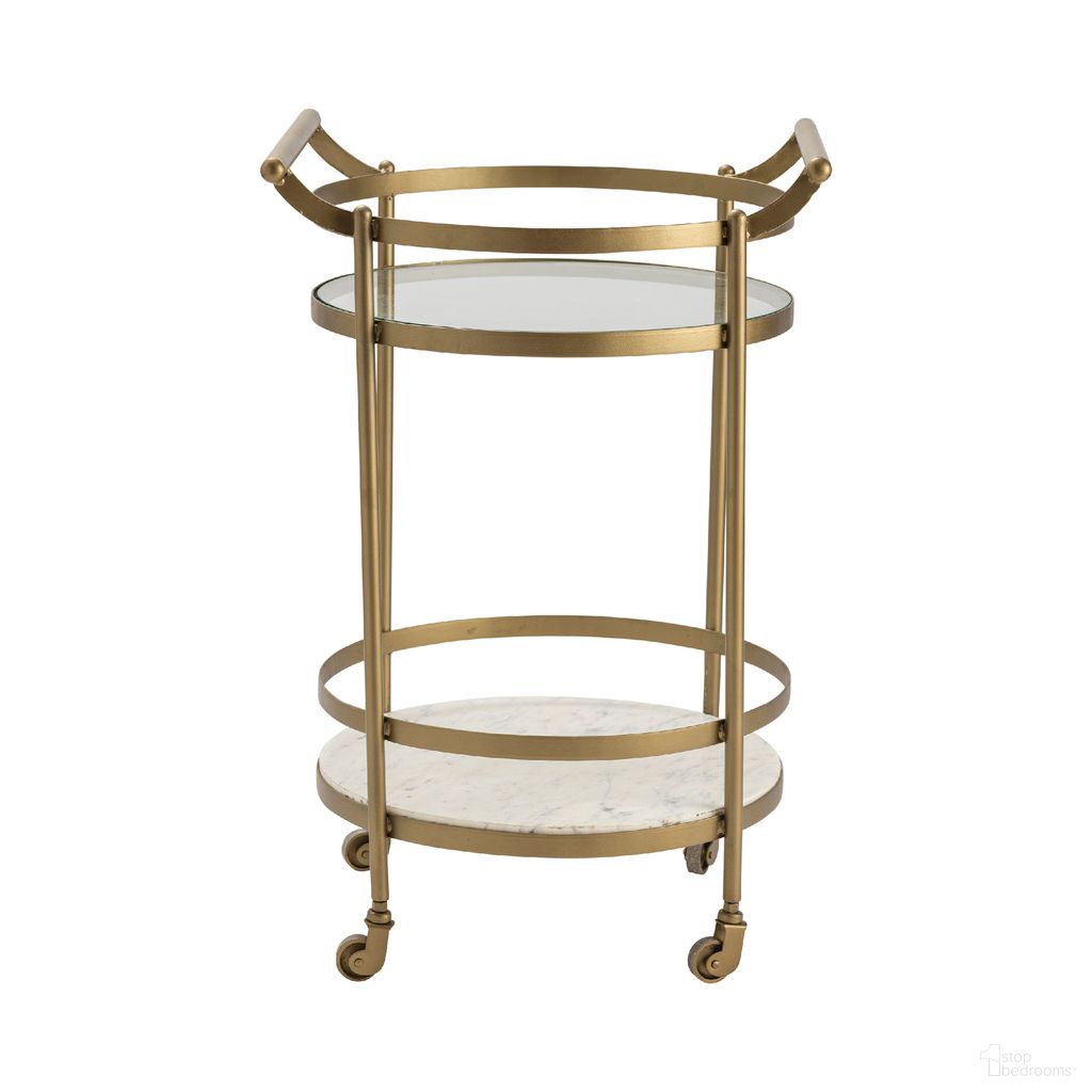Vine Grove Bar Cart In Gold and White