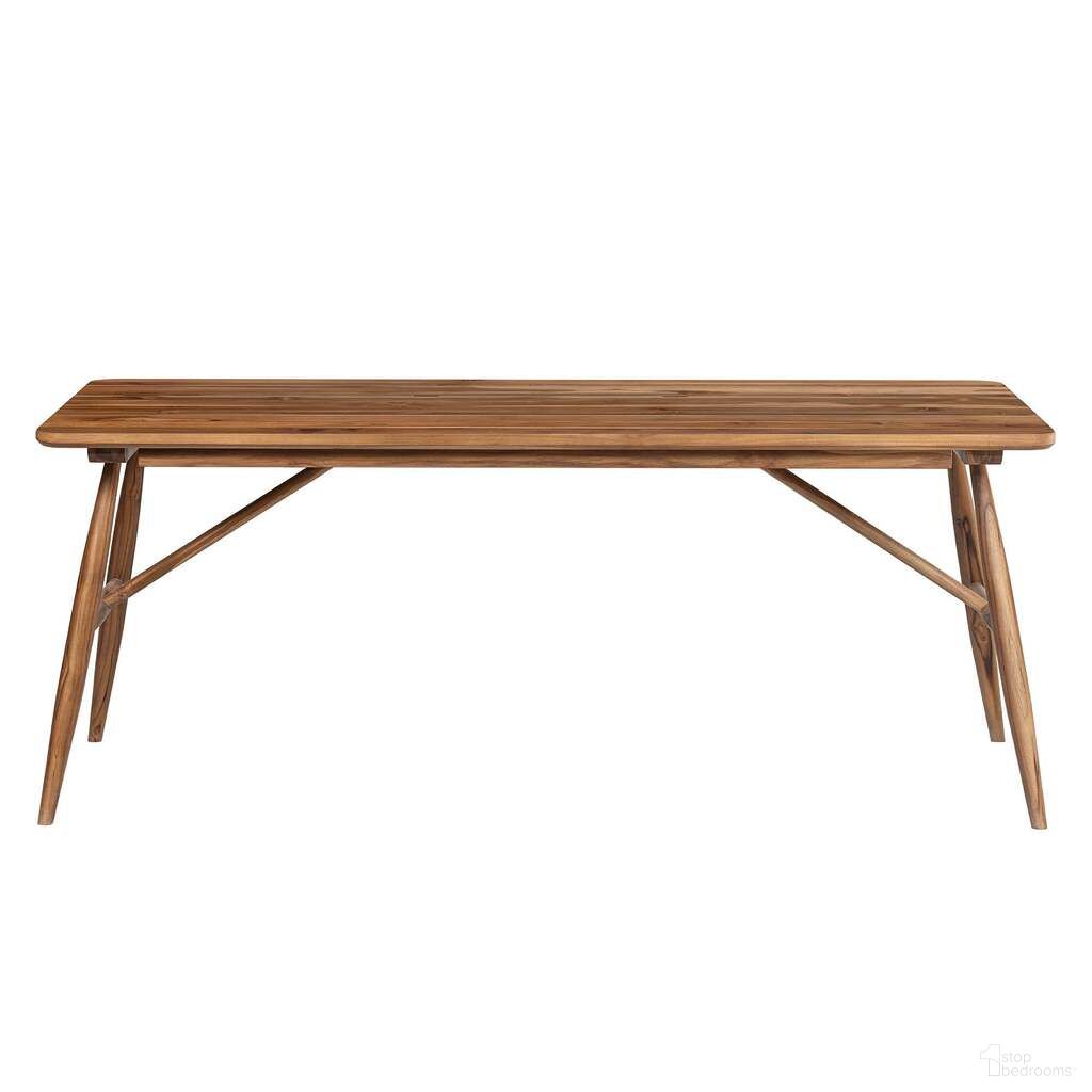 The appearance of Vineyard Outdoor Dining Table In Brown designed by LH Imports in the transitional interior design. This brown piece of furniture was selected by 1StopBedrooms from Vineyard Collection to add a touch of cosiness and style into your home. Sku: VNY010. Table Base Style: Trestle. Table Top Shape: Rectangular. Material: Teak Wood.