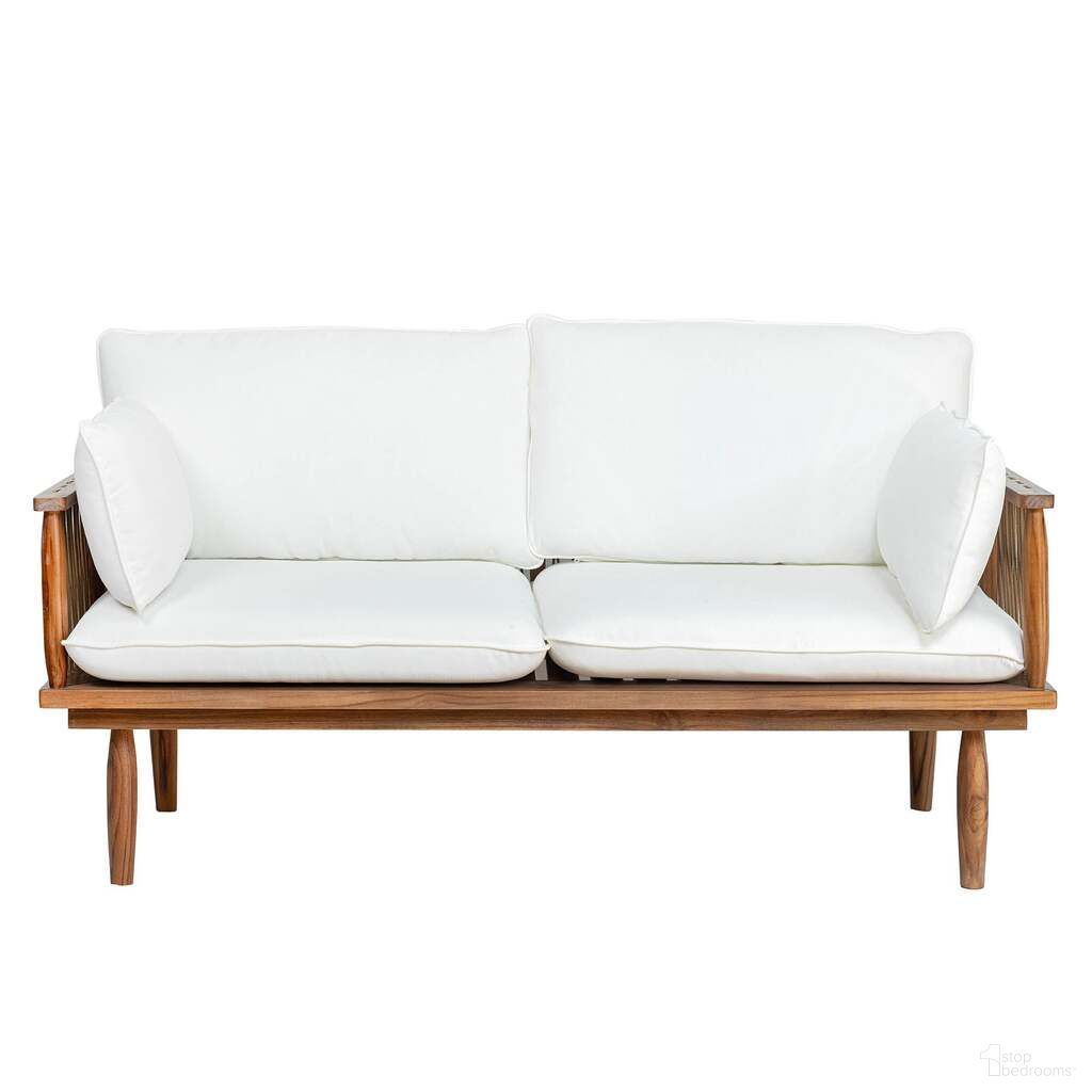 The appearance of Vineyard Outdoor Loveseat In White and Brown designed by LH Imports in the transitional interior design. This white/brown piece of furniture  was selected by 1StopBedrooms from Vineyard Collection to add a touch of cosiness and style into your home. Sku: VNY036. Material: Teak Wood.