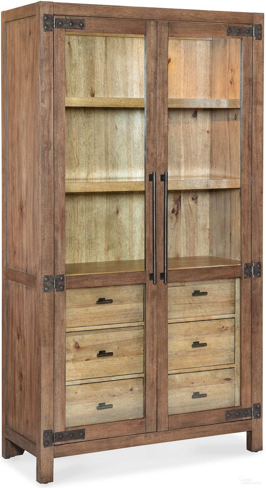 The appearance of Vineyard Row Display Cabinet In Dark Wood designed by Hooker in the transitional interior design. This dark wood piece of furniture was selected by 1StopBedrooms from Vineyard Row Collection to add a touch of cosiness and style into your home. Sku: 6952-75906-85. Material: Hickory.