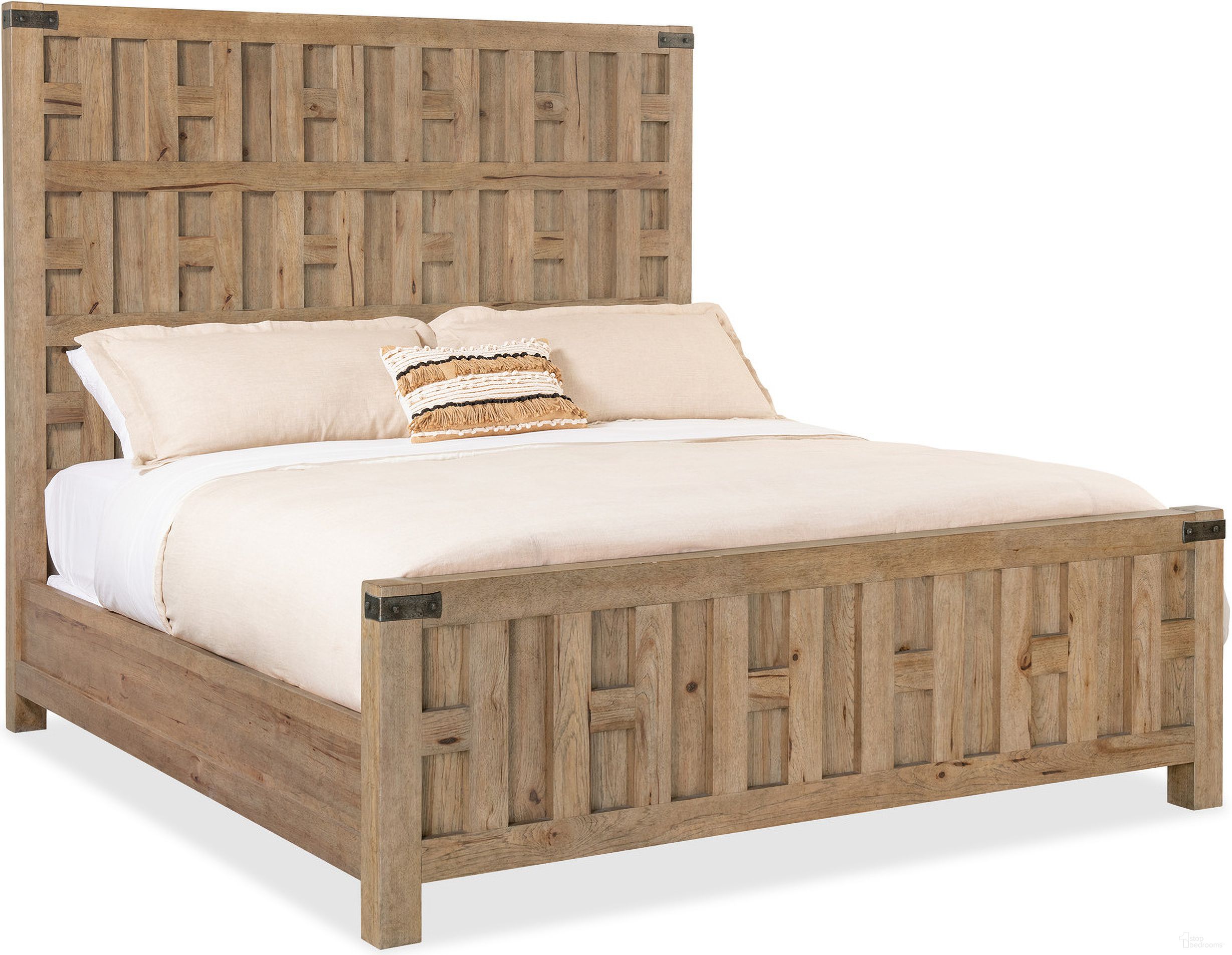 Vineyard Row King Panel Bed In Light Wood