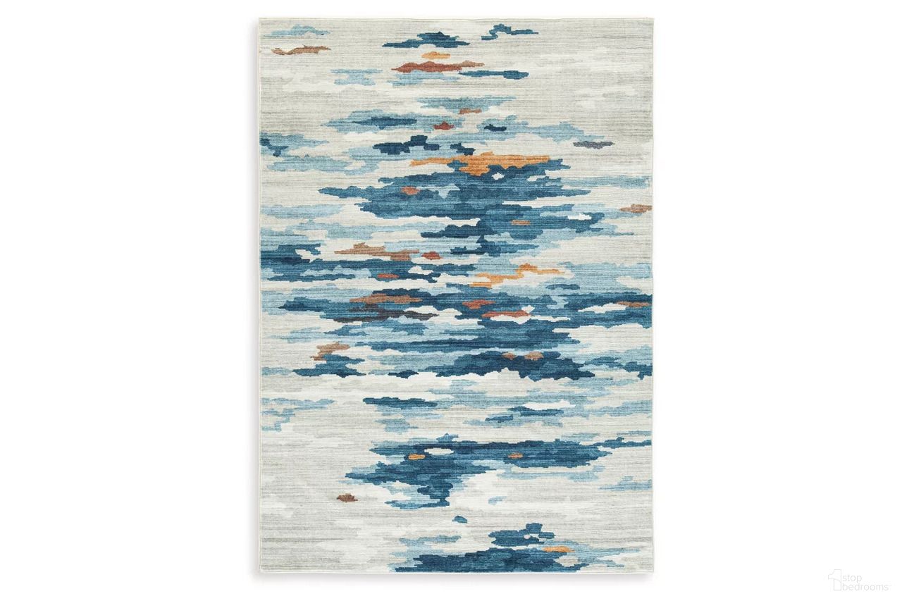 The appearance of Vinlett 5' x 7' Washable Rug In Blue/Cream/Brown designed by Signature Design by Ashley in the modern / contemporary interior design. This blue/cream/brown piece of furniture  was selected by 1StopBedrooms from Vinlett Collection to add a touch of cosiness and style into your home. Sku: R407042. Material: Fabric.