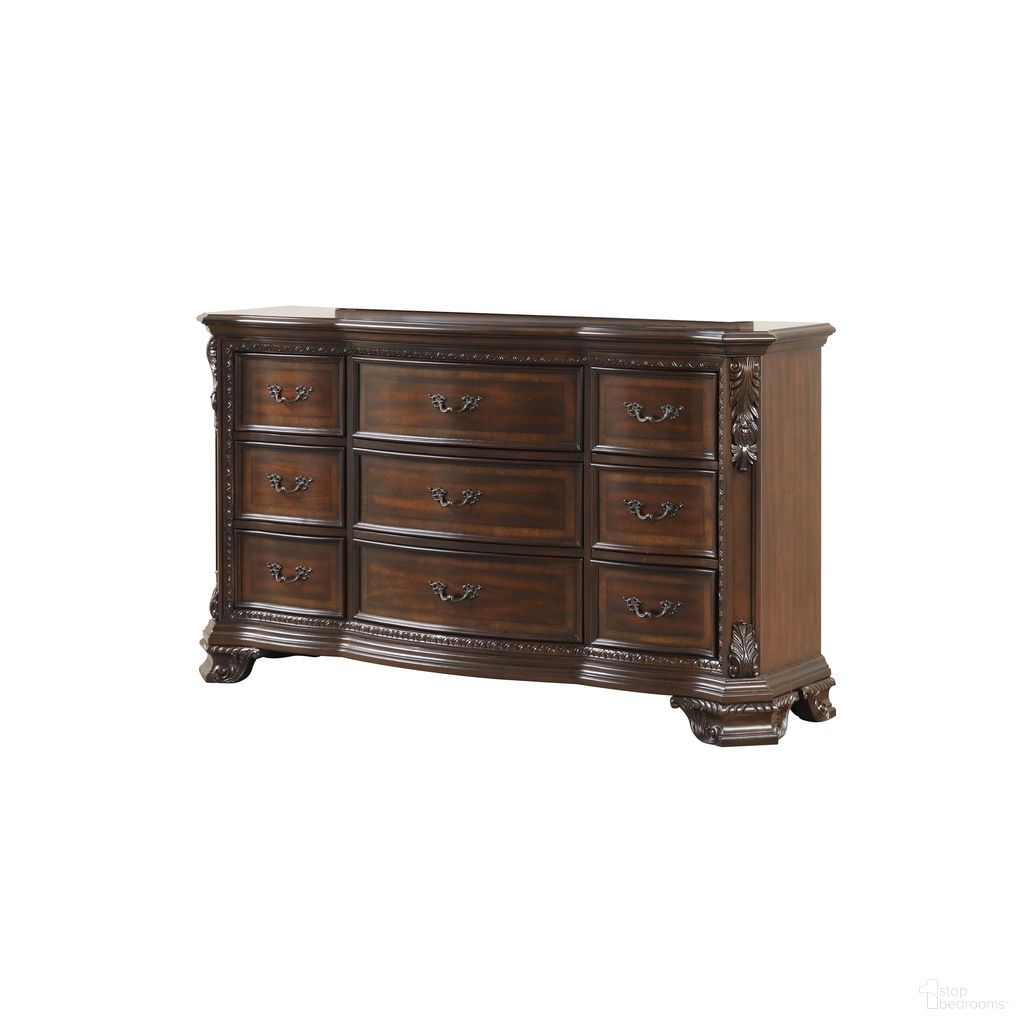 The appearance of Vintage Dresser In Walnut designed by Galaxy Home Furnishings in the modern / contemporary interior design. This walnut piece of furniture  was selected by 1StopBedrooms from Vintage Collection to add a touch of cosiness and style into your home. Sku: 698781010976. Material: Solid Wood.