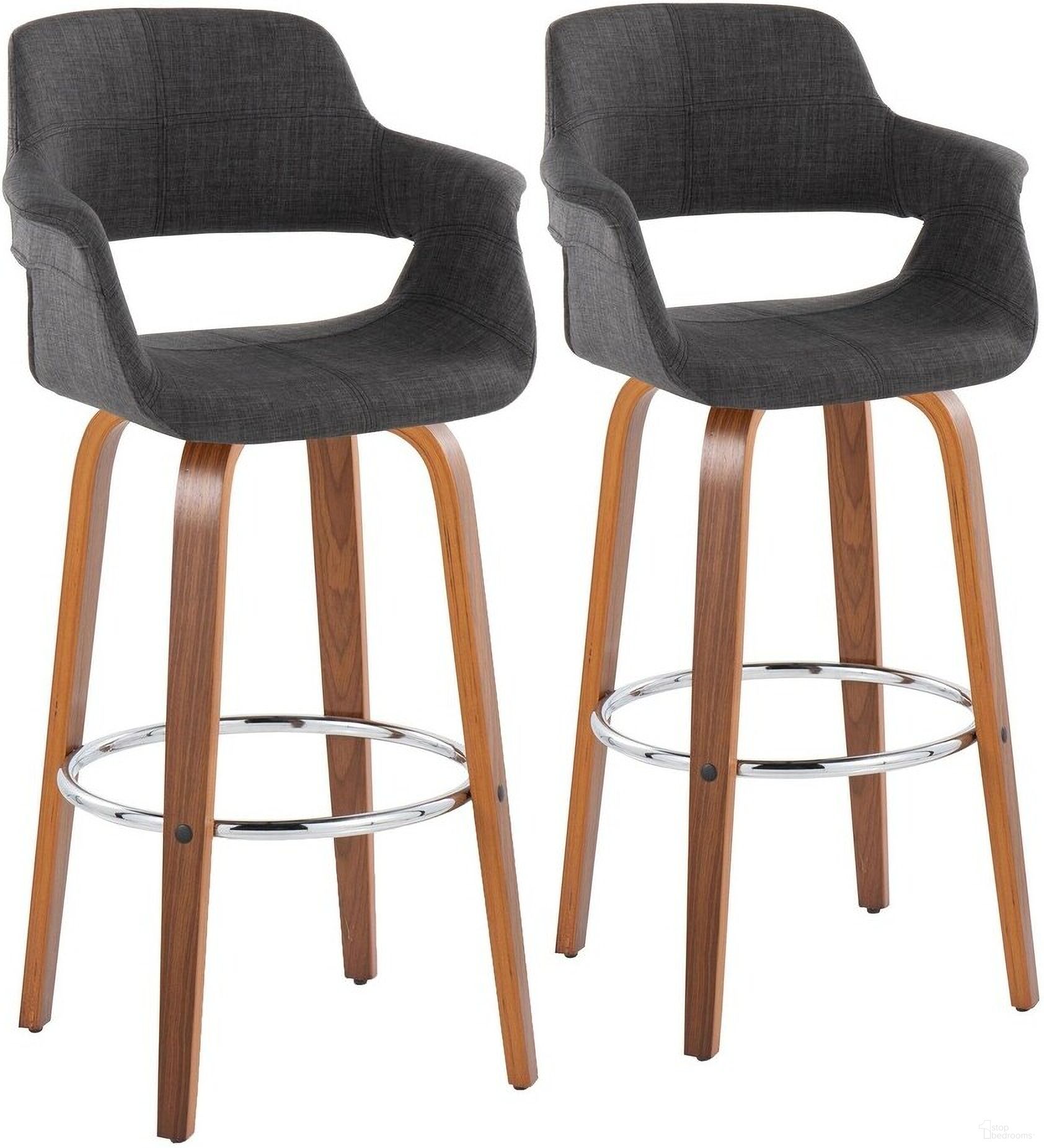 The appearance of Vintage Flair 30 Inch Fixed Height Barstool Set of 2 In Grey/Chrome designed by Lumisource in the transitional interior design. This black piece of furniture was selected by 1StopBedrooms from Vintage Flair Collection to add a touch of cosiness and style into your home. Sku: B30-VFL-GRTZR2 WLCHAR2. Material: Wood.