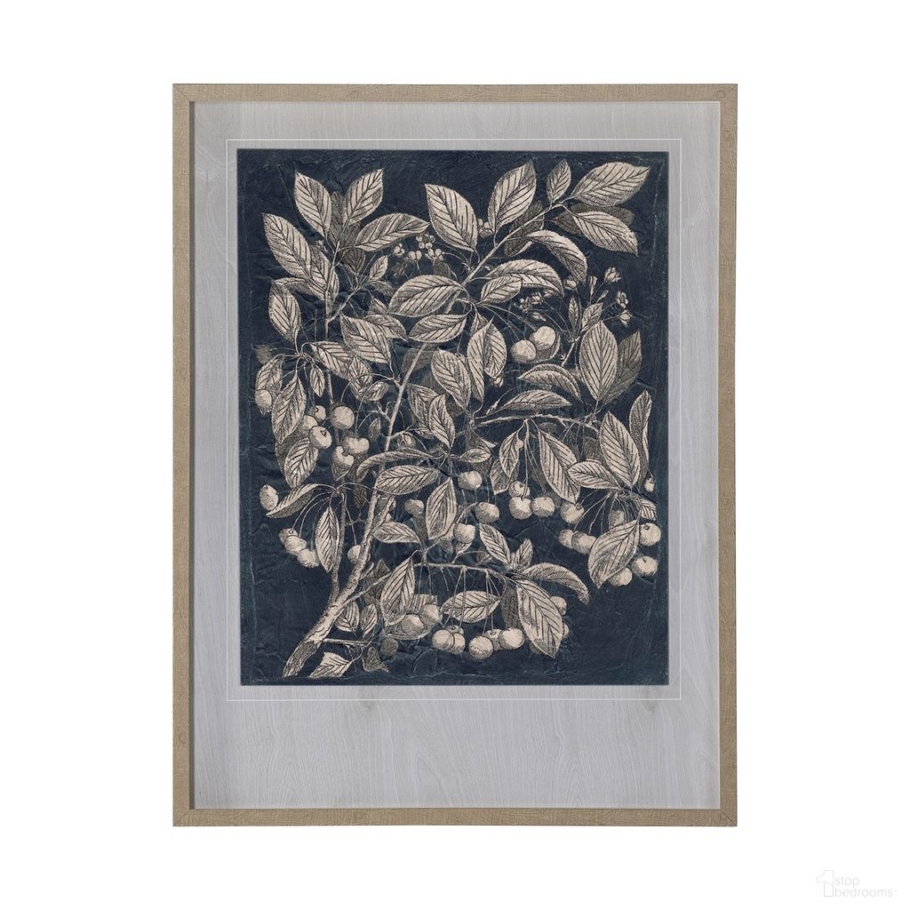 Vintage Fruit Floral III Hand Embellished Wall Art In Black and Brown