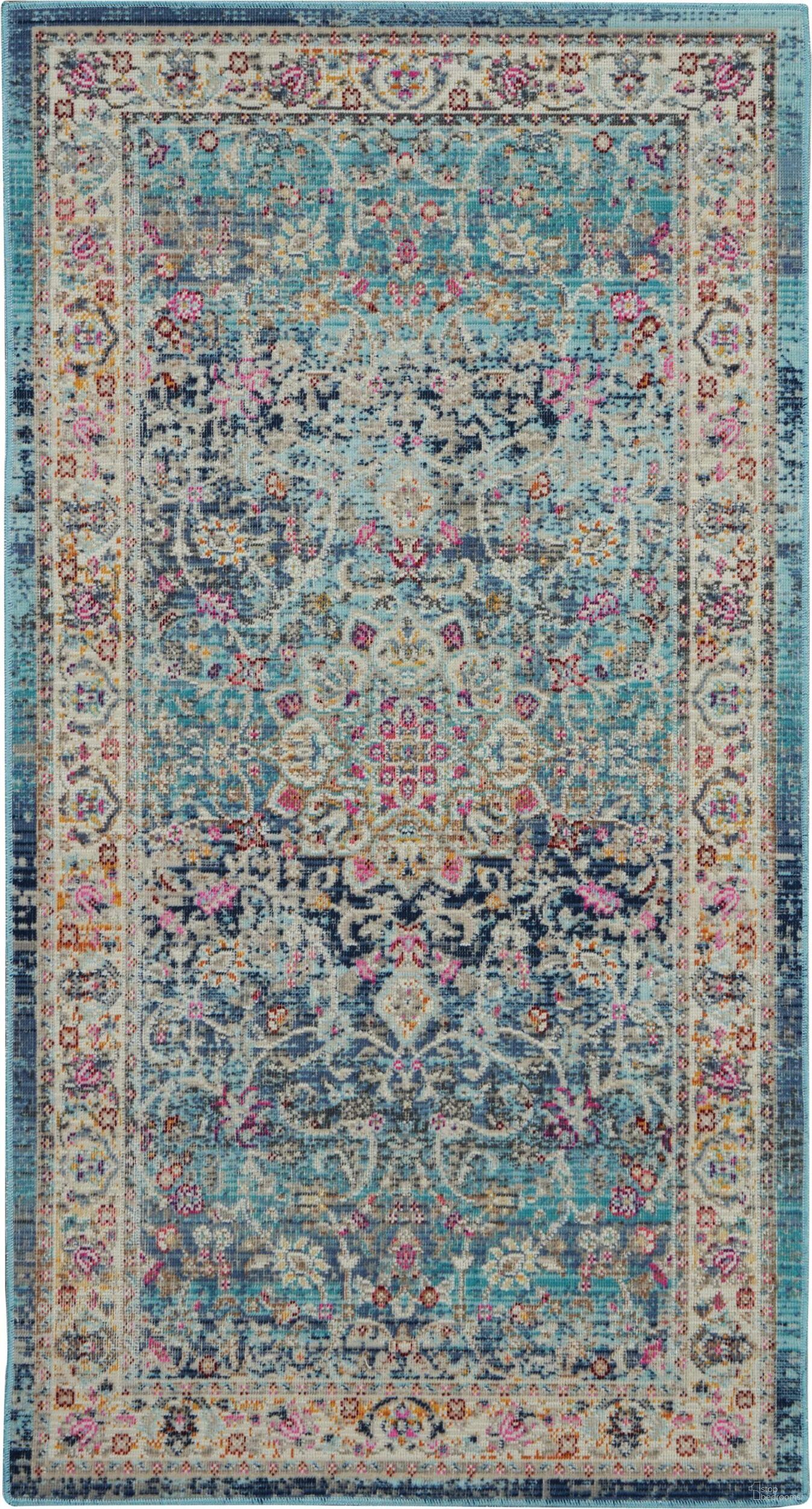Vintage Kashan Blue 2' x 4' Area Rug