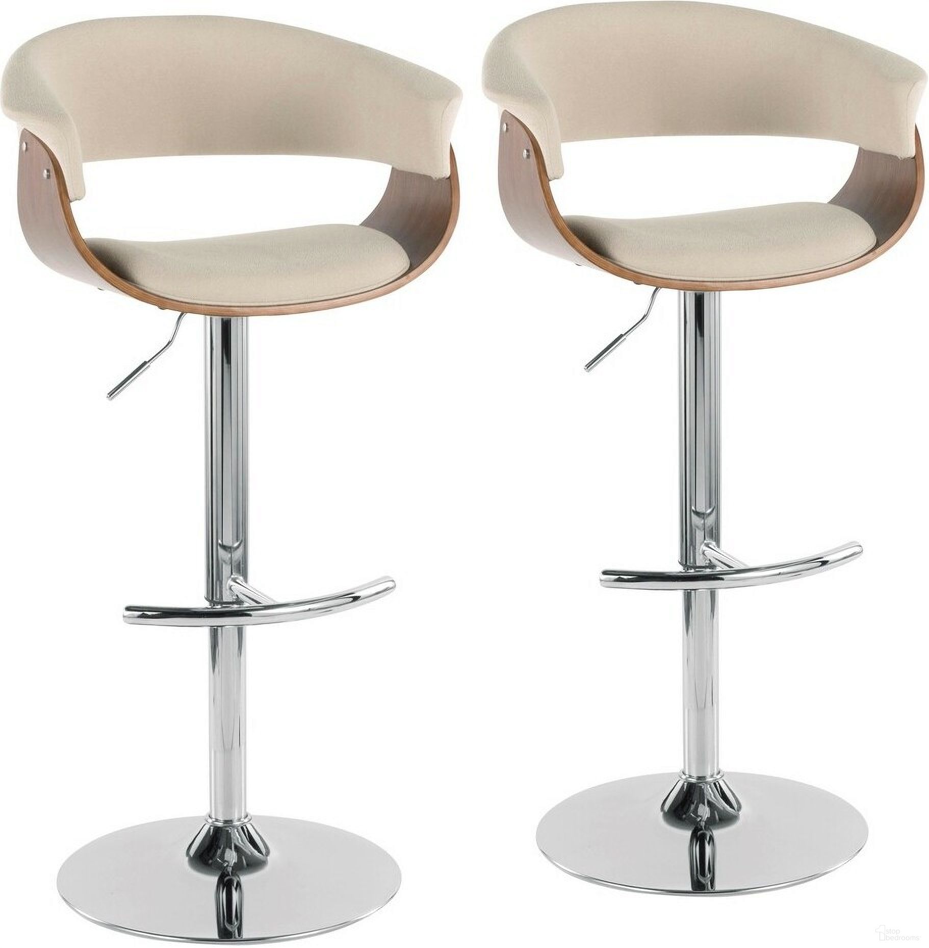 The appearance of Vintage Mod Adjustable Bar Stool Set of 2 In Cream designed by Lumisource in the transitional interior design. This cream piece of furniture  was selected by 1StopBedrooms from Vintage Mod Collection to add a touch of cosiness and style into your home. Sku: BS-VMO-RT2 CHRWLCR2. Material: Wood.