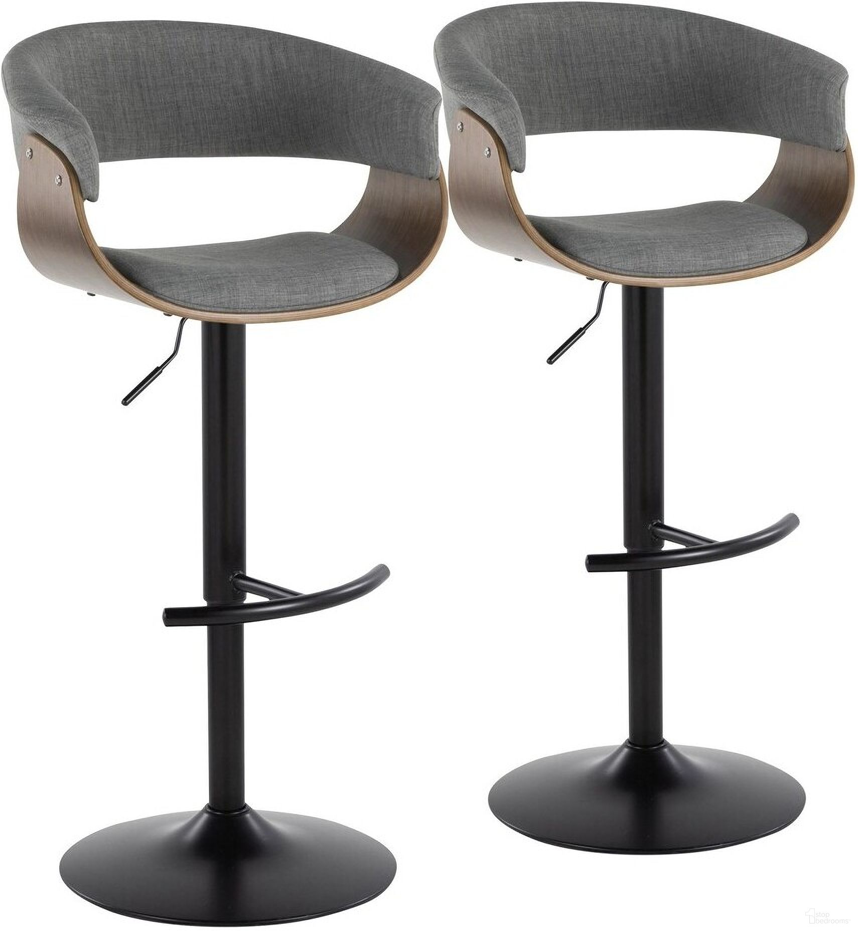 Vintage Mod Adjustable Height Barstool Set of 2 In Grey/Brown