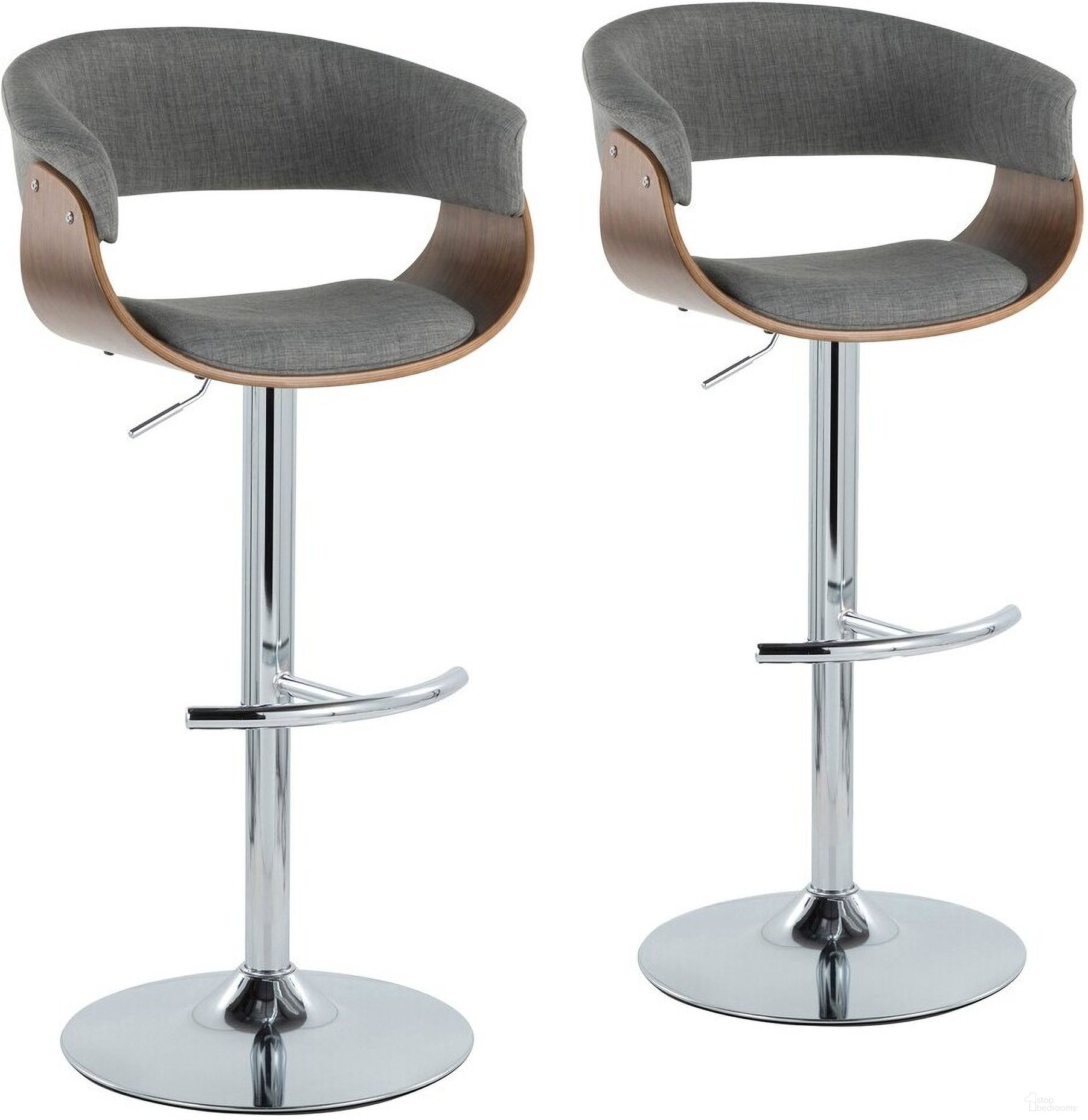 Vintage Mod Adjustable Height Barstool Set of 2 In Chrome