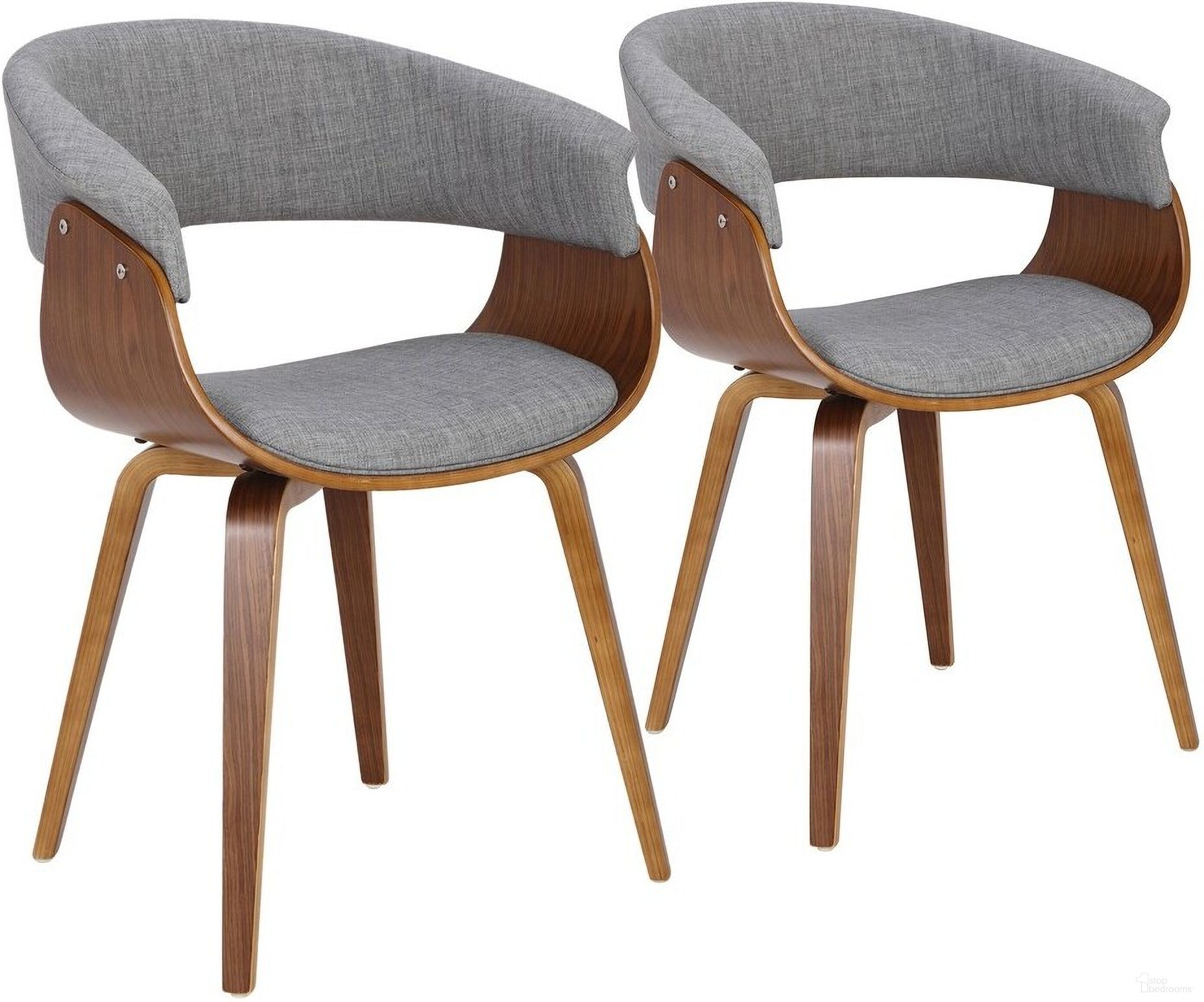 Vintage Mod Chair Set of 2 In Light Grey