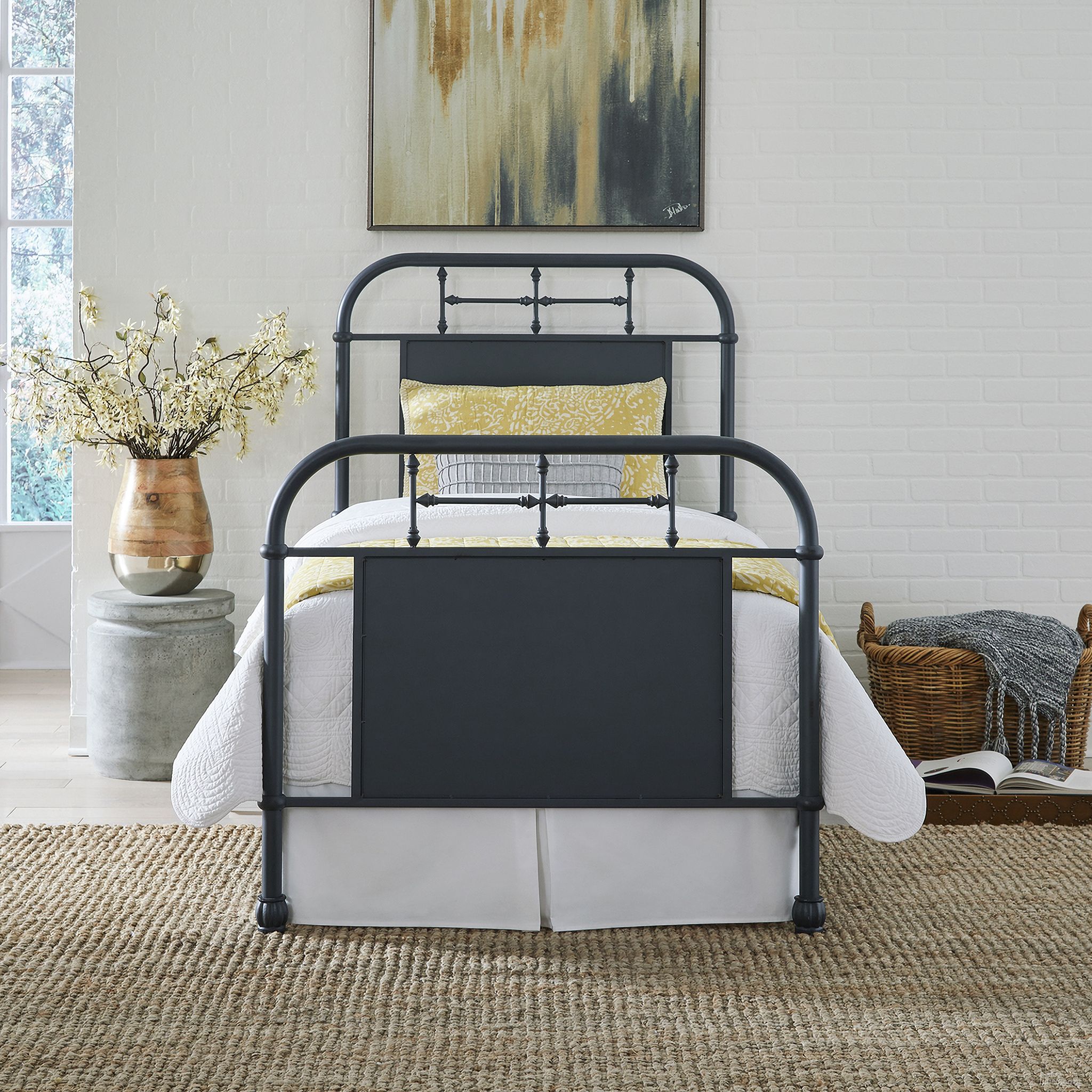 The appearance of Vintage Series Twin Metal Bed - Navy designed by Liberty in the rustic / southwestern interior design. This navy piece of furniture  was selected by 1StopBedrooms from Vintage Series Collection to add a touch of cosiness and style into your home. Sku: 179-BR11HFR-N. Material: Metal. Bed Size: Twin. Bed Type: Metal Bed.