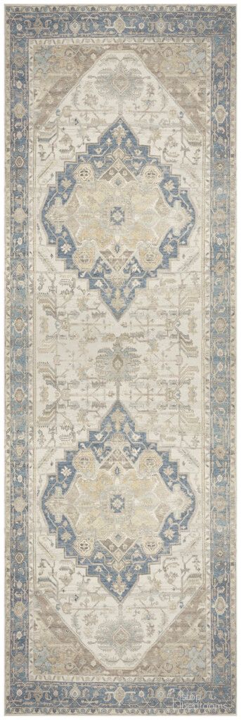 The appearance of Vintage Washables 2' x 6' Indoor Rug In Blue Green designed by Nourison in the rustic / southwestern interior design. This blue green piece of furniture was selected by 1StopBedrooms from Vintage Collection to add a touch of cosiness and style into your home. Sku: 841491154908. Material: Polyester.