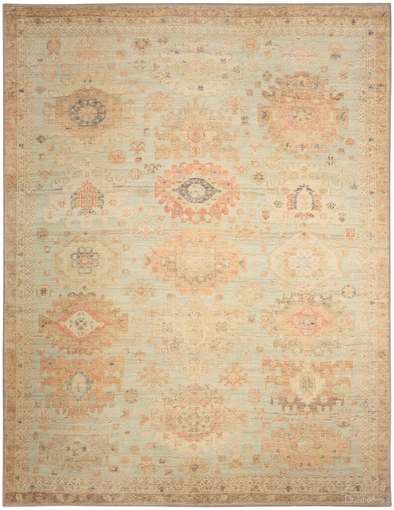The appearance of Vintage Washables 9'10" x 13'2" Indoor Rug In Sage Multi designed by Nourison in the rustic / southwestern interior design. This sage and multi piece of furniture was selected by 1StopBedrooms from Vintage Collection to add a touch of cosiness and style into your home. Sku: 841491155172. Material: Polyester.