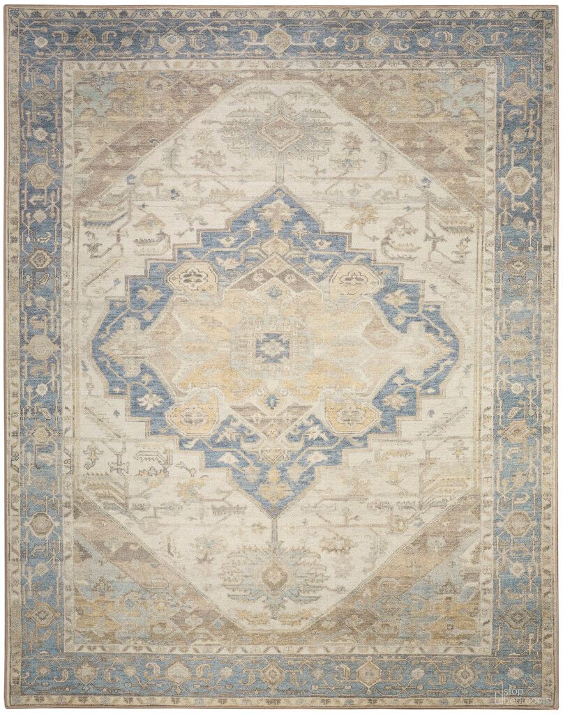 Vintage Washables 9' x 12' Indoor Rug In Blue Green