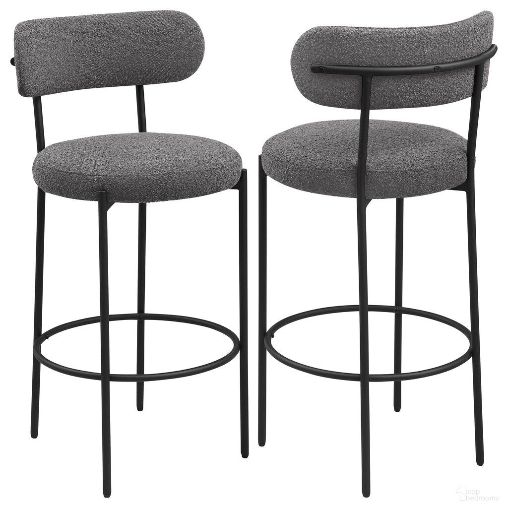 The appearance of Viola Boucle Upholstered Bar Chair Set of 2 In Grey designed by Coaster in the modern / contemporary interior design. This grey piece of furniture was selected by 1StopBedrooms from Viola Collection to add a touch of cosiness and style into your home. Sku: 108199. Material: Polymer.