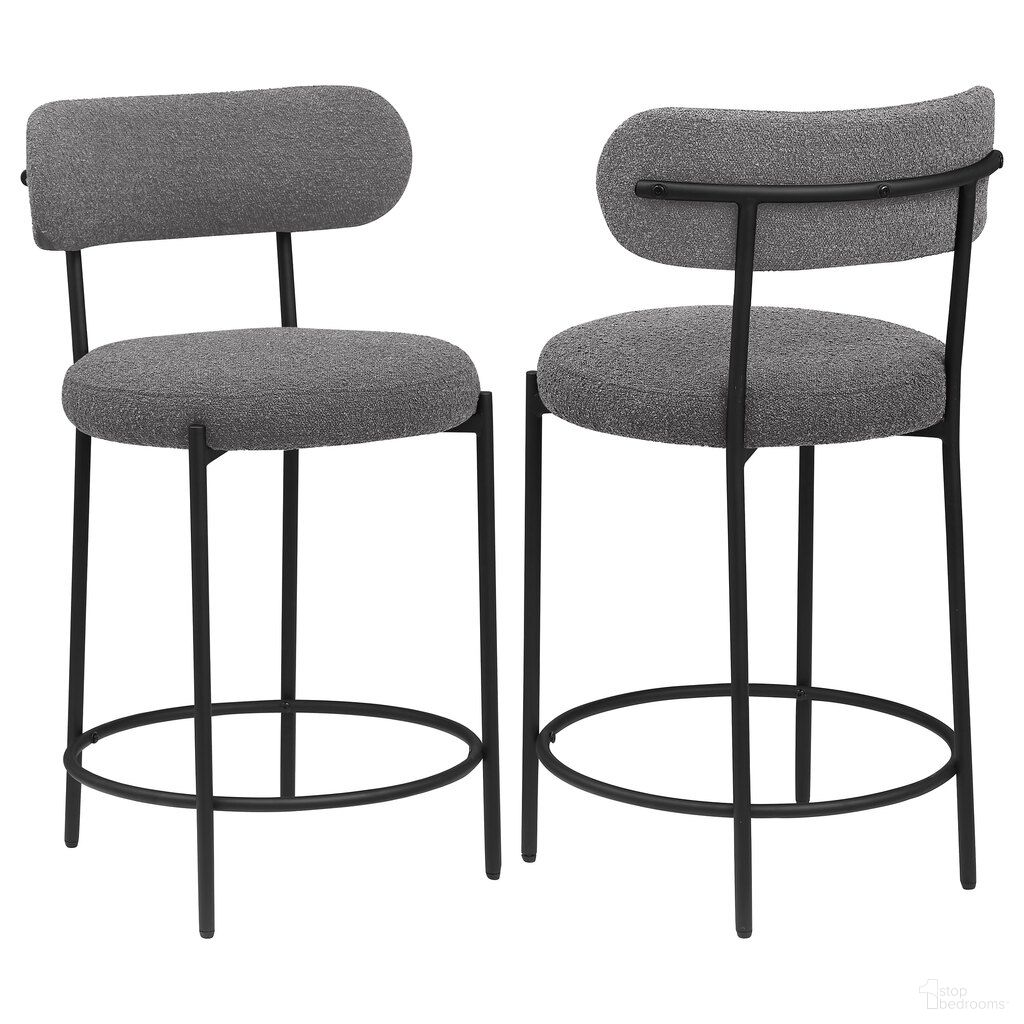 The appearance of Viola Boucle Upholstered Counter Chair Set of 2 In Grey designed by Coaster in the modern / contemporary interior design. This grey piece of furniture was selected by 1StopBedrooms from Viola Collection to add a touch of cosiness and style into your home. Sku: 108198. Material: Polymer.