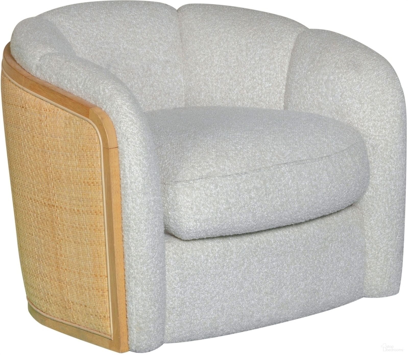 The appearance of Violet Accent Chair with Boucle Fabric and Rattan Back In Desert Sand and Natural designed by Armen Living in the modern / contemporary interior design. This desert sand/natural piece of furniture was selected by 1StopBedrooms from Violet Collection to add a touch of cosiness and style into your home. Sku: LCVISONTDB. Material: Fabric.