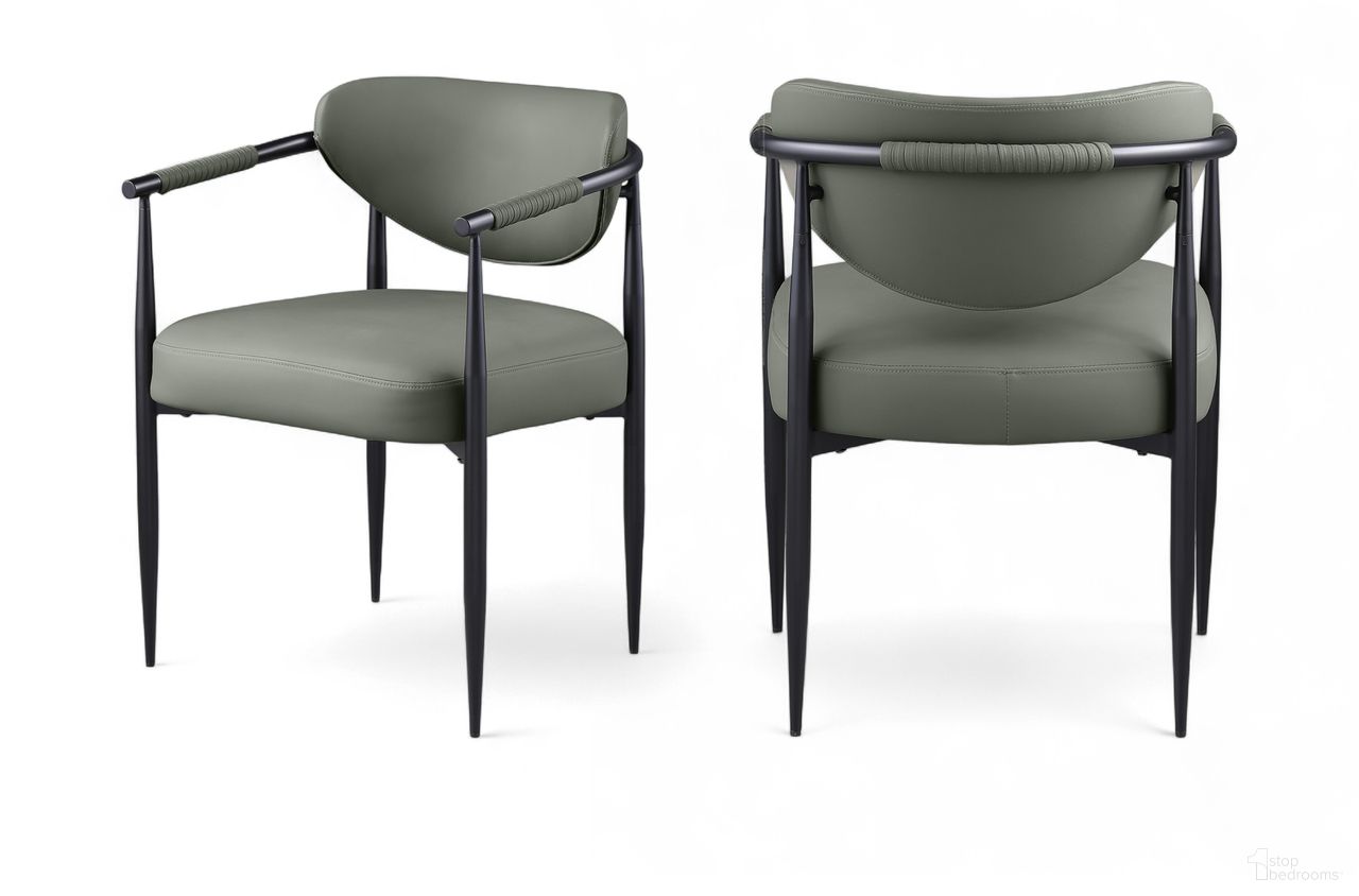 The appearance of Virella Vegan Leather Upholstered Dining Chair Set of 2 In Olive and Matte Black designed by Meridian in the modern / contemporary interior design. This olive/matte black piece of furniture was selected by 1StopBedrooms from Virella Collection to add a touch of cosiness and style into your home. Sku: 829Olive-C. Chair Type: Arm Chair. Material: Vegan Leather.
