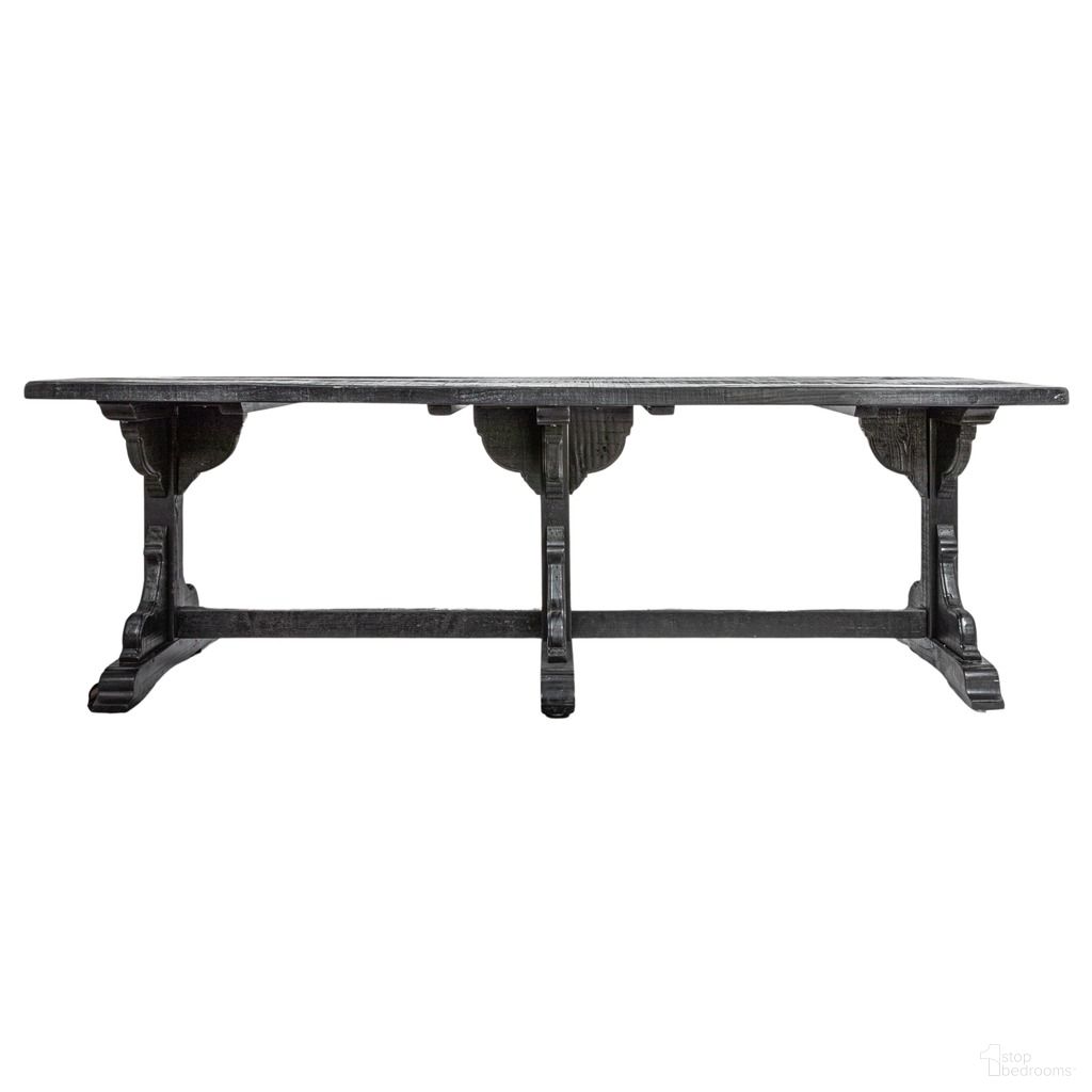 Virginia Reclaimed Pine Wood Dining Table with Trestle Base In Black