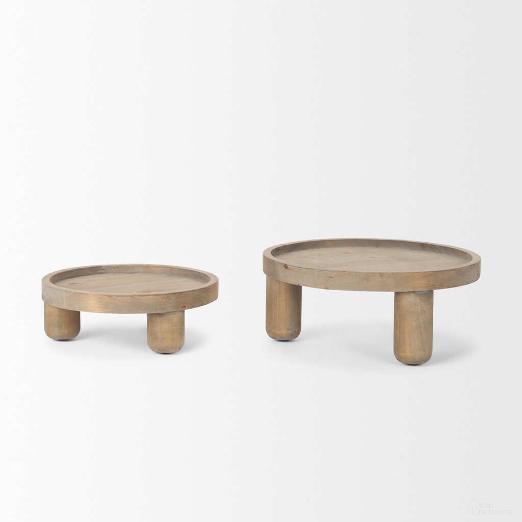 Virve Round Wooden Trays In Gray