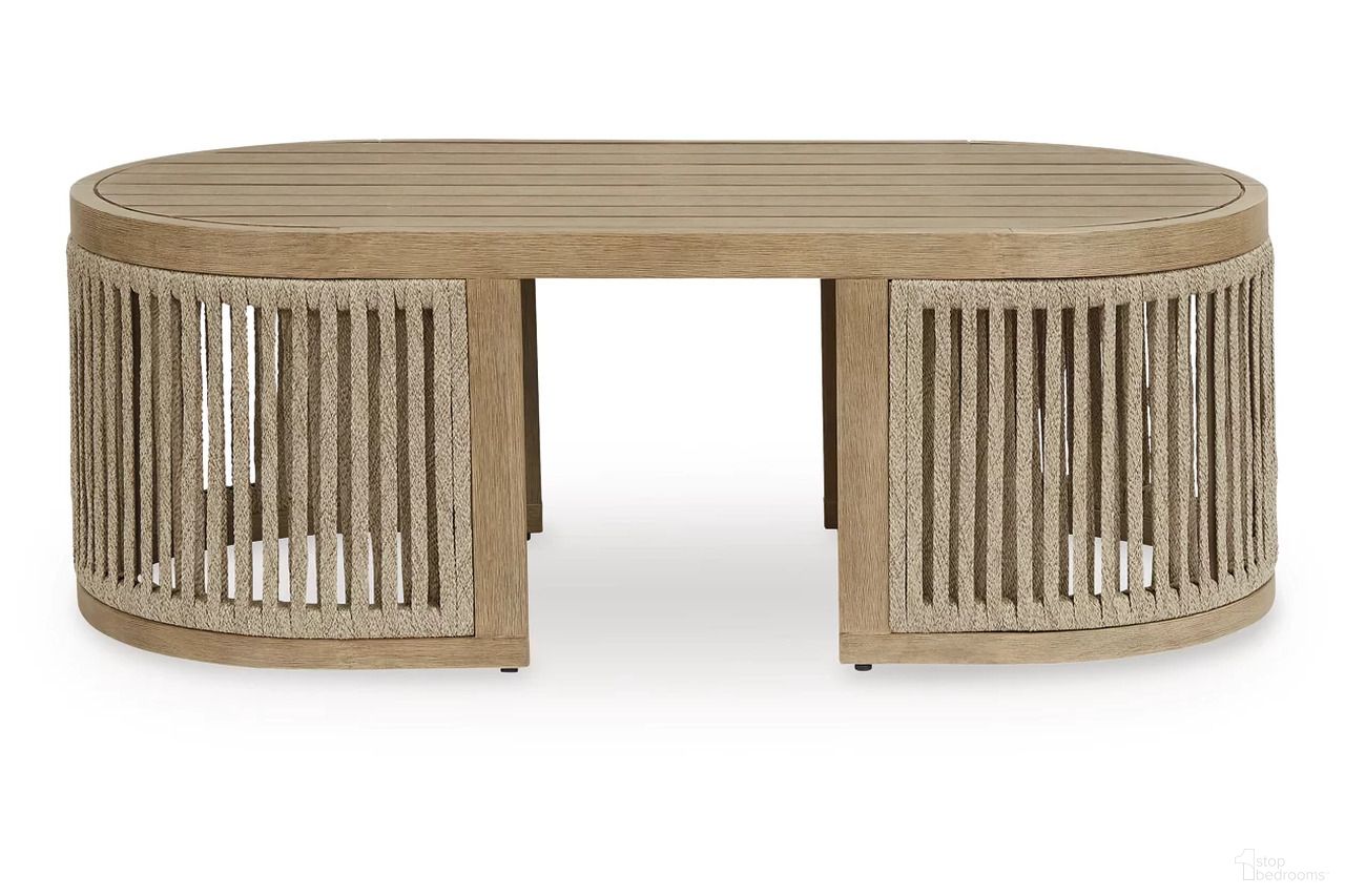 The appearance of Vision Lane Outdoor Coffee Table In Beige designed by Signature Design by Ashley in the modern / contemporary interior design. This beige piece of furniture was selected by 1StopBedrooms from Vision Lane Collection to add a touch of cosiness and style into your home. Sku: NCP604-701.