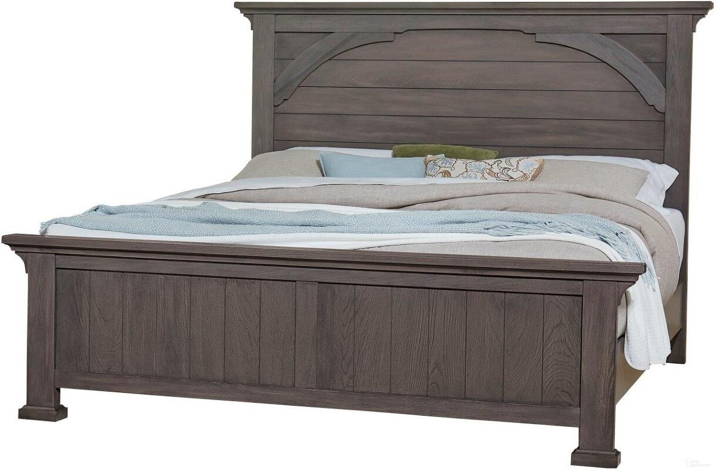 The appearance of Vista Queen Mansion Bed In Grey Oak designed by Vaughan Bassett in the transitional interior design. This grey oak piece of furniture was selected by 1StopBedrooms from Vista Collection to add a touch of cosiness and style into your home. Sku: 772-559;772-955;772-722. Bed Type: Panel Bed. Material: Wood. Bed Size: Queen.