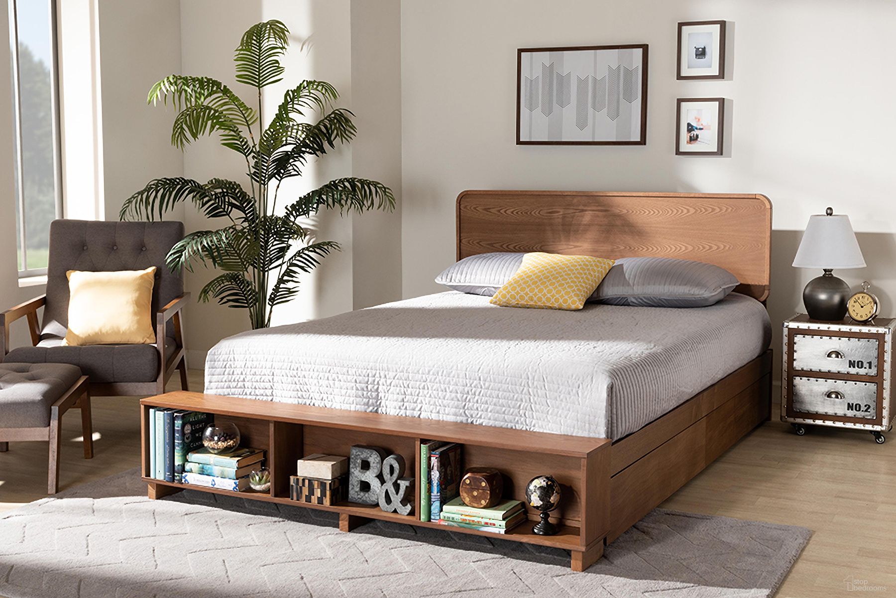 The appearance of Vita Modern Transitional Ash Walnut Brown Finished Wood 4-Drawer Full Size Platform Storage Bed designed by Baxton Studio in the modern / contemporary interior design. This ash walnut piece of furniture was selected by 1StopBedrooms from Vita Collection to add a touch of cosiness and style into your home. Sku: Vita-Ash Walnut-Full. Bed Type: Storage Bed. Bed Size: Full. Material: Rubberwood.