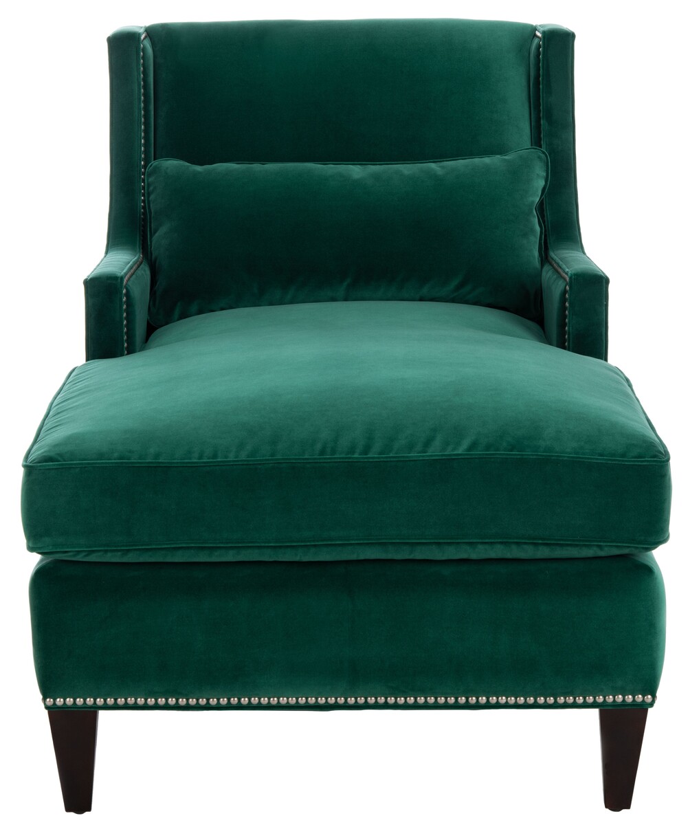 Vitali Studded Chaise In Hunter Green by Safavieh Couture