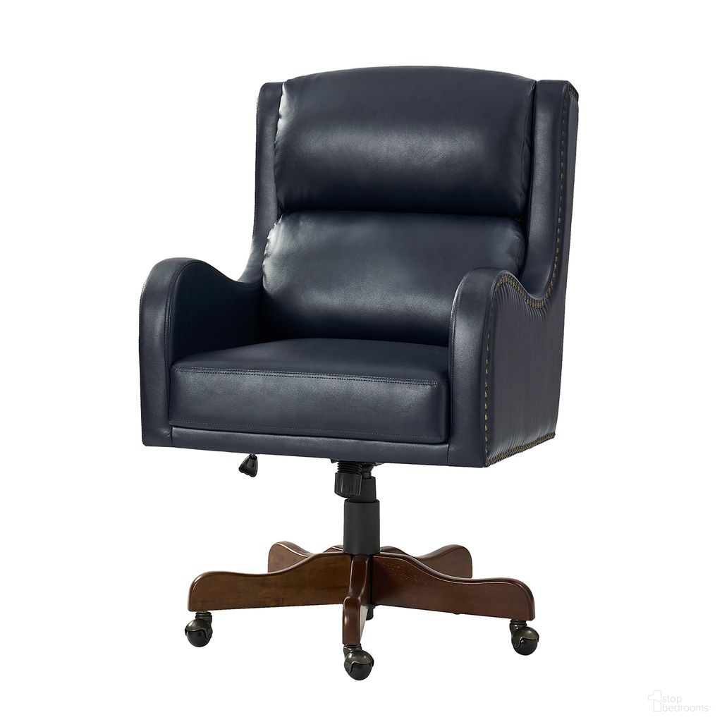 Viv Leather Executive Task Chair In Navy