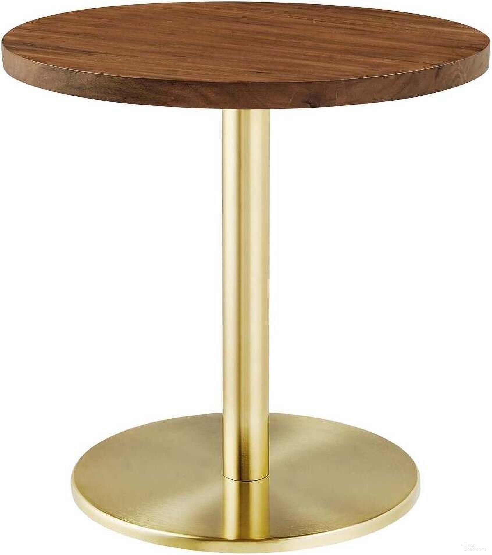 Viva Acacia Wood Round Side Table In Light Oak In Gold