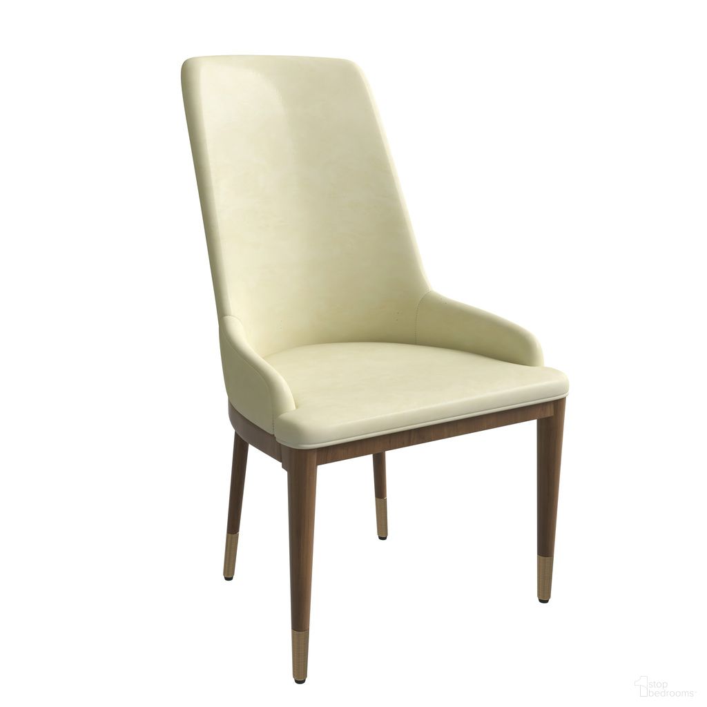 The appearance of Viva Modern Wooden Dining Chair Set of 4 In Cream designed by LeisureMod in the modern / contemporary interior design. This cream piece of furniture  was selected by 1StopBedrooms from Viva Collection to add a touch of cosiness and style into your home. Sku: VC24CR4. Material: Leather. Chair Type: Arm Chair.