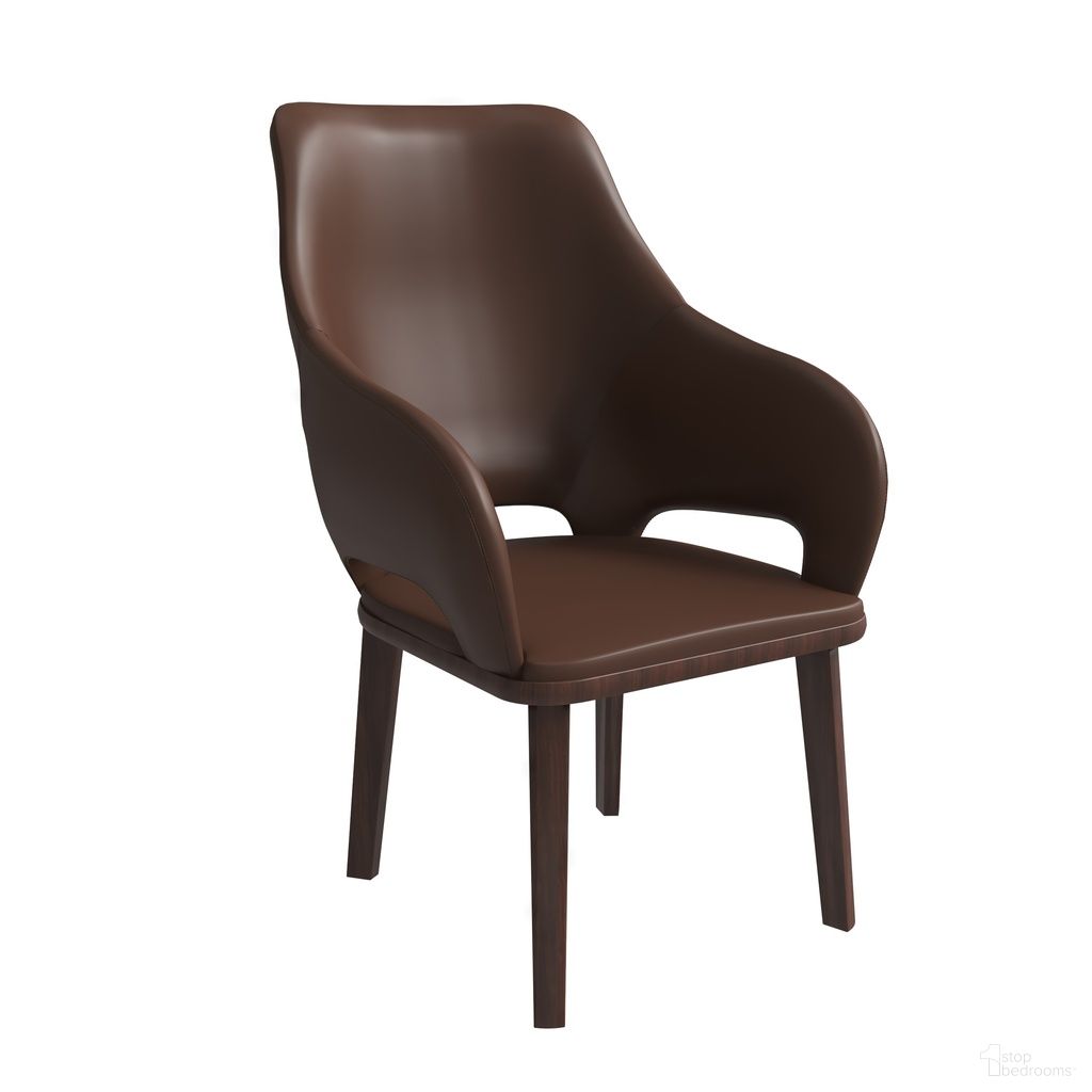 The appearance of Vivara Modern Dining Chair In Dark Brown designed by LeisureMod in the modern / contemporary interior design. This dark brown piece of furniture was selected by 1StopBedrooms from Vivara Collection to add a touch of cosiness and style into your home. Sku: VC23DBR. Material: Leather. Chair Type: Arm Chair.