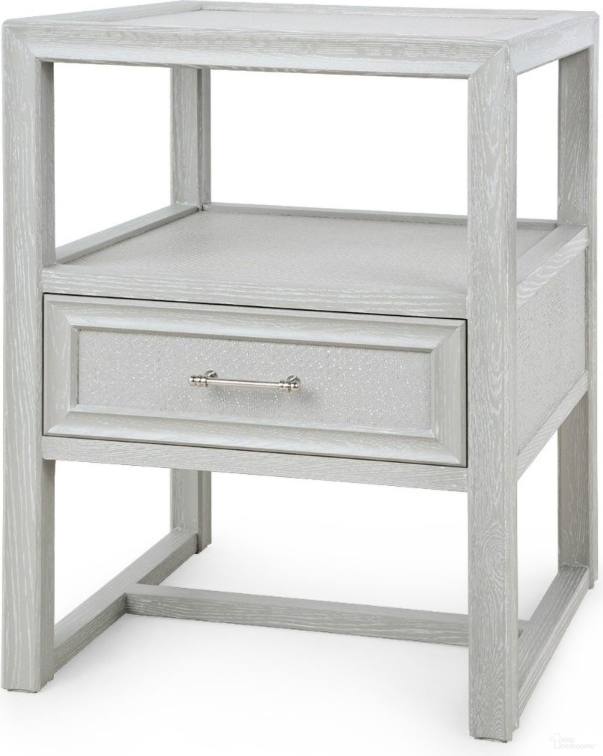The appearance of Vivian 1-Drawer Side Table In Soft Gray designed by Villa & House in the transitional interior design. This soft grey piece of furniture was selected by 1StopBedrooms from Vivian Collection to add a touch of cosiness and style into your home. Sku: VIV-110-97. Material: Wood.