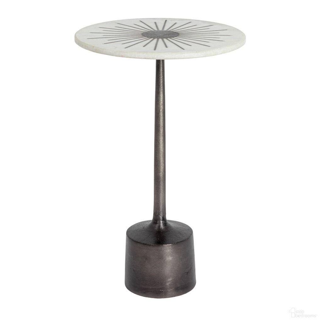 The appearance of Vivian Marble and Metal Martini Table with Sunburst Design In Black designed by Rowena Interiors in the glam interior design. This black piece of furniture was selected by 1StopBedrooms from Vivian Collection to add a touch of cosiness and style into your home. Sku: EC1821. Material: Marble.