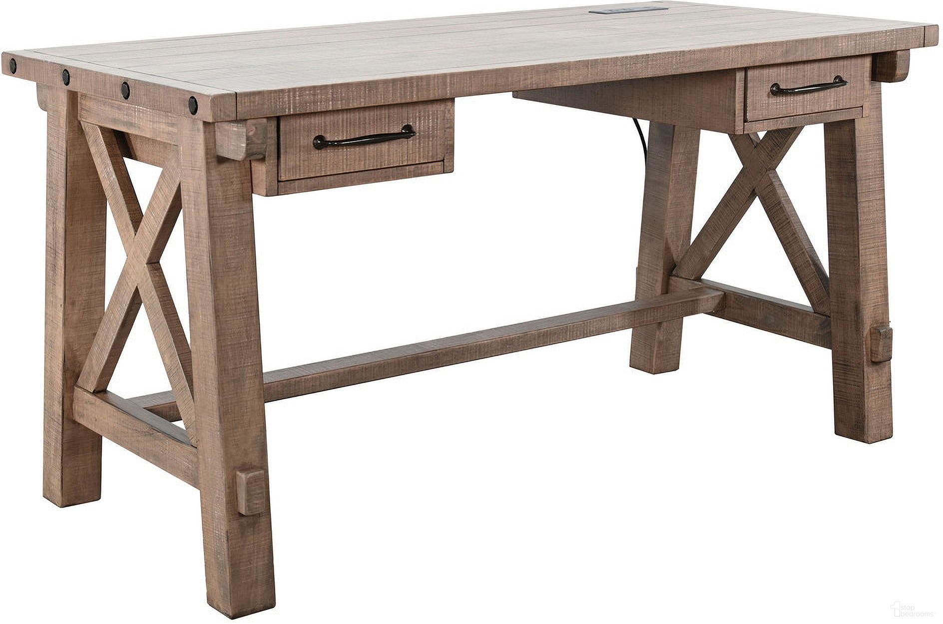 Vivian Writing Desk with Power Plug In Desert Rock