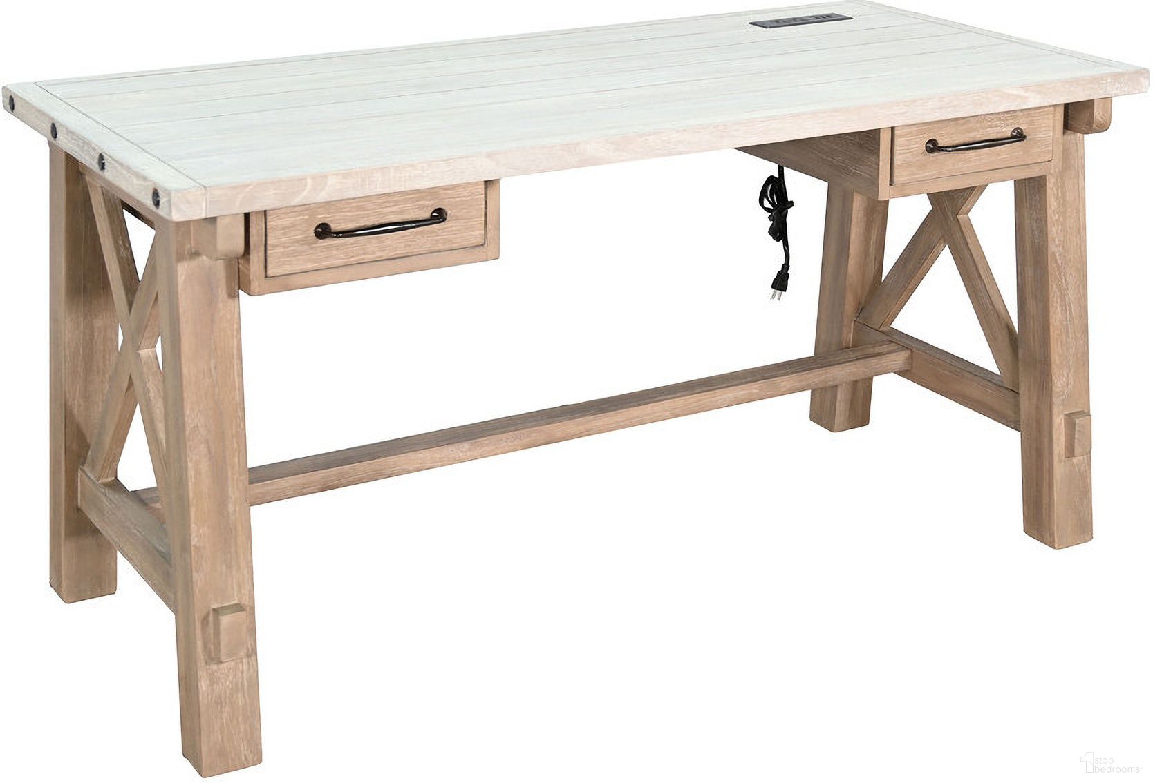 The appearance of Vivian Writing Desk with Power Plug In Light Gray/Wheat designed by Sunny Designs in the country / farmhouse interior design. This wheat and grey piece of furniture was selected by 1StopBedrooms from to add a touch of cosiness and style into your home. Sku: 2833LW-P. Material: Solid Wood.
