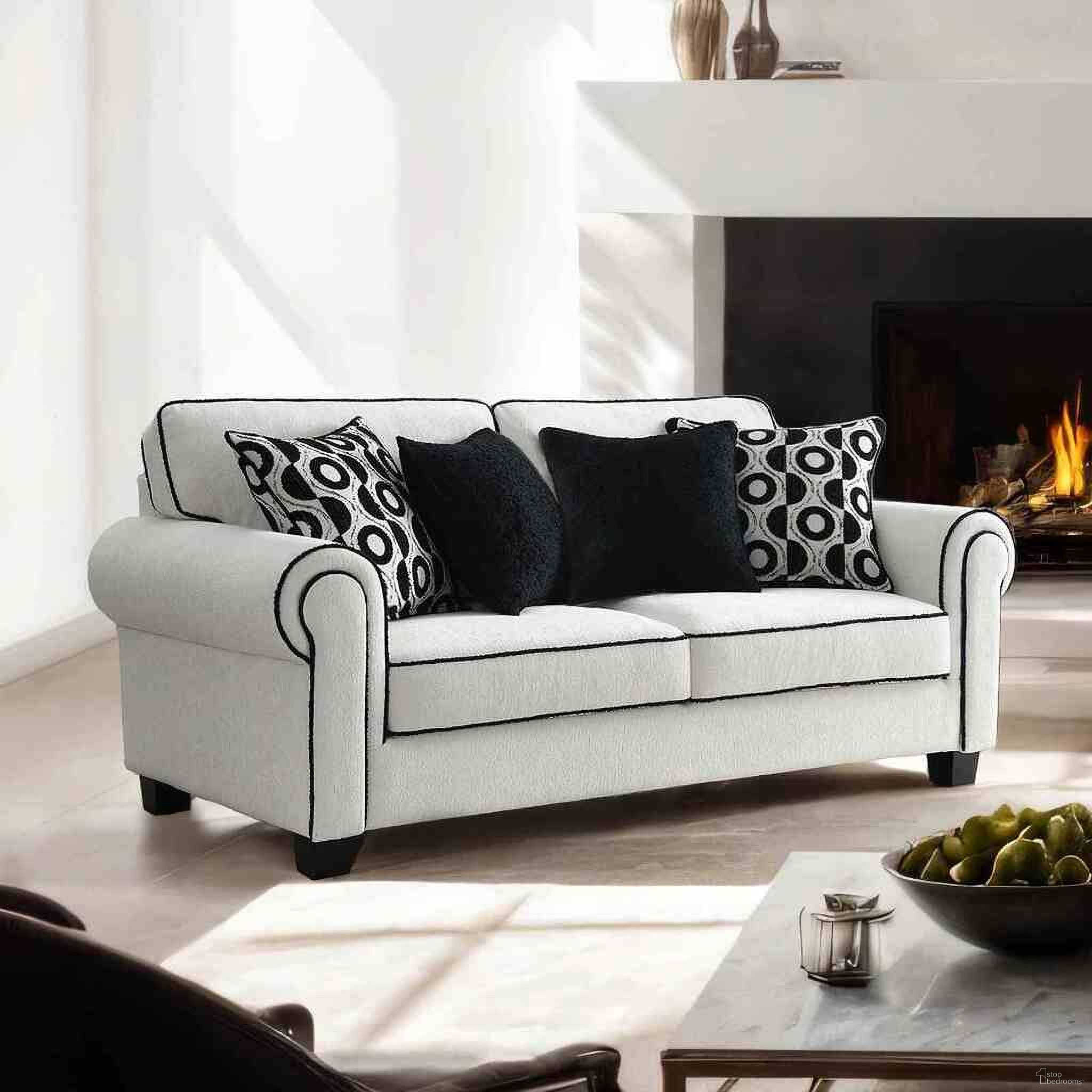 The appearance of Viviani Loveseat In White designed by Furniture of America in the transitional interior design. This white piece of furniture was selected by 1StopBedrooms from Viviani Collection to add a touch of cosiness and style into your home. Sku: FM61007WH-LV. Material: Chenille.