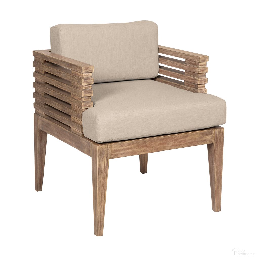 The appearance of Vivid Outdoor Patio Dining Chair In Light Eucalyptus and Taupe designed by Armen Living in the modern / contemporary interior design. This light eucalyptus and taupe piece of furniture was selected by 1StopBedrooms from Vivid Collection to add a touch of cosiness and style into your home. Sku: LCVISIEUCTP. Material: Eucalyptus.