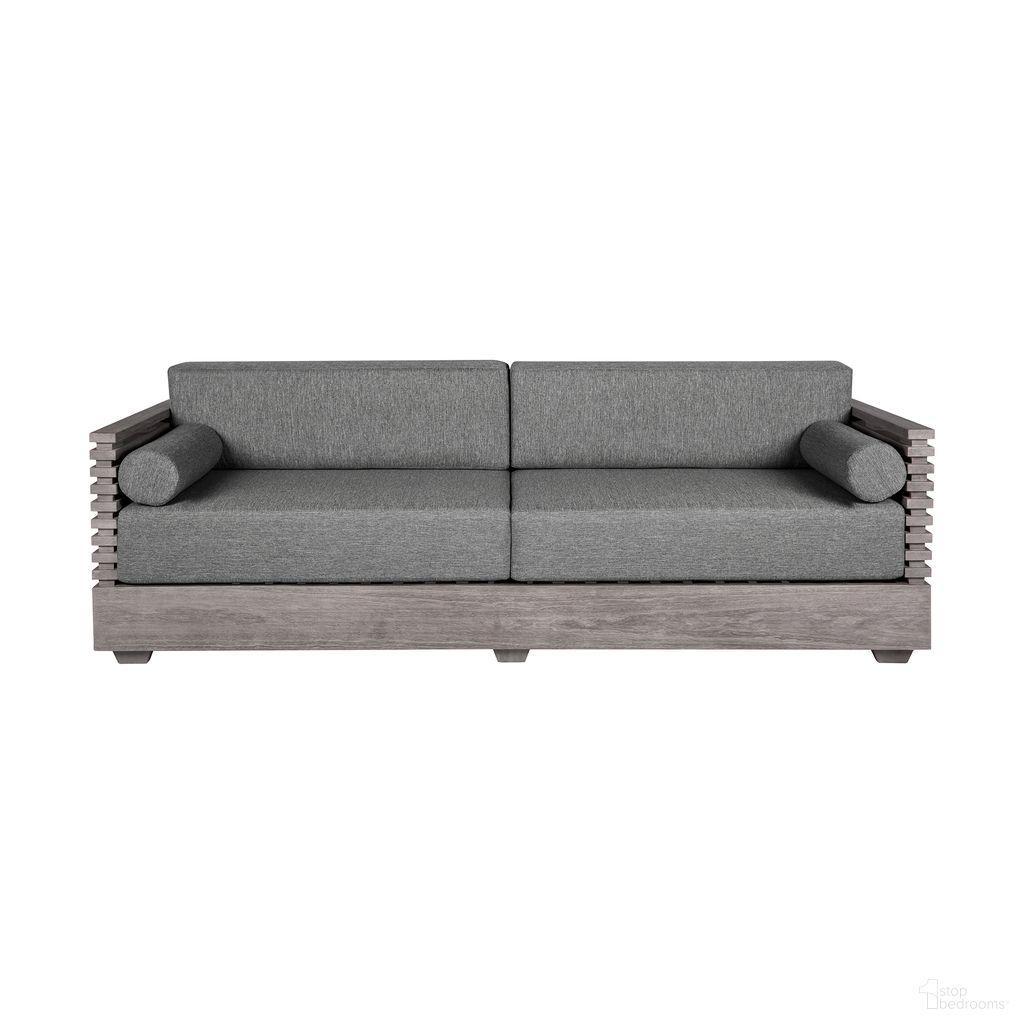 The appearance of Vivid Outdoor Patio Sofa In Gray designed by Armen Living in the modern / contemporary interior design. This gray piece of furniture  was selected by 1StopBedrooms from Vivid Collection to add a touch of cosiness and style into your home. Sku: LCVISOEUCGRY. Material: Eucalyptus.