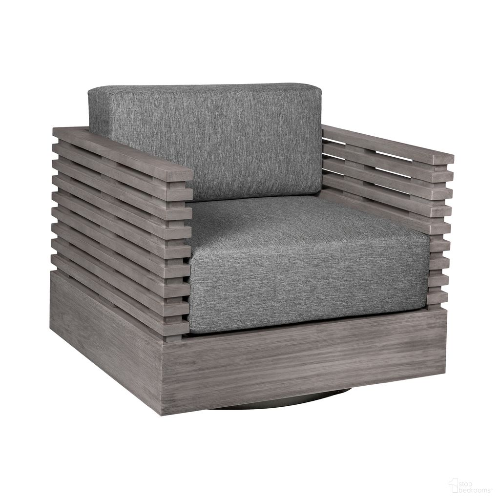 The appearance of Vivid Swivel Outdoor Patio Chair In Gray designed by Armen Living in the modern / contemporary interior design. This gray piece of furniture was selected by 1StopBedrooms from Vivid Collection to add a touch of cosiness and style into your home. Sku: LCVISCHEUCGRY. Material: Eucalyptus.