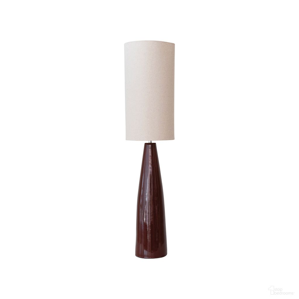 Vivienne Ceramic Floor Lamp with Linen Shade and Reactive Glaze In Brown