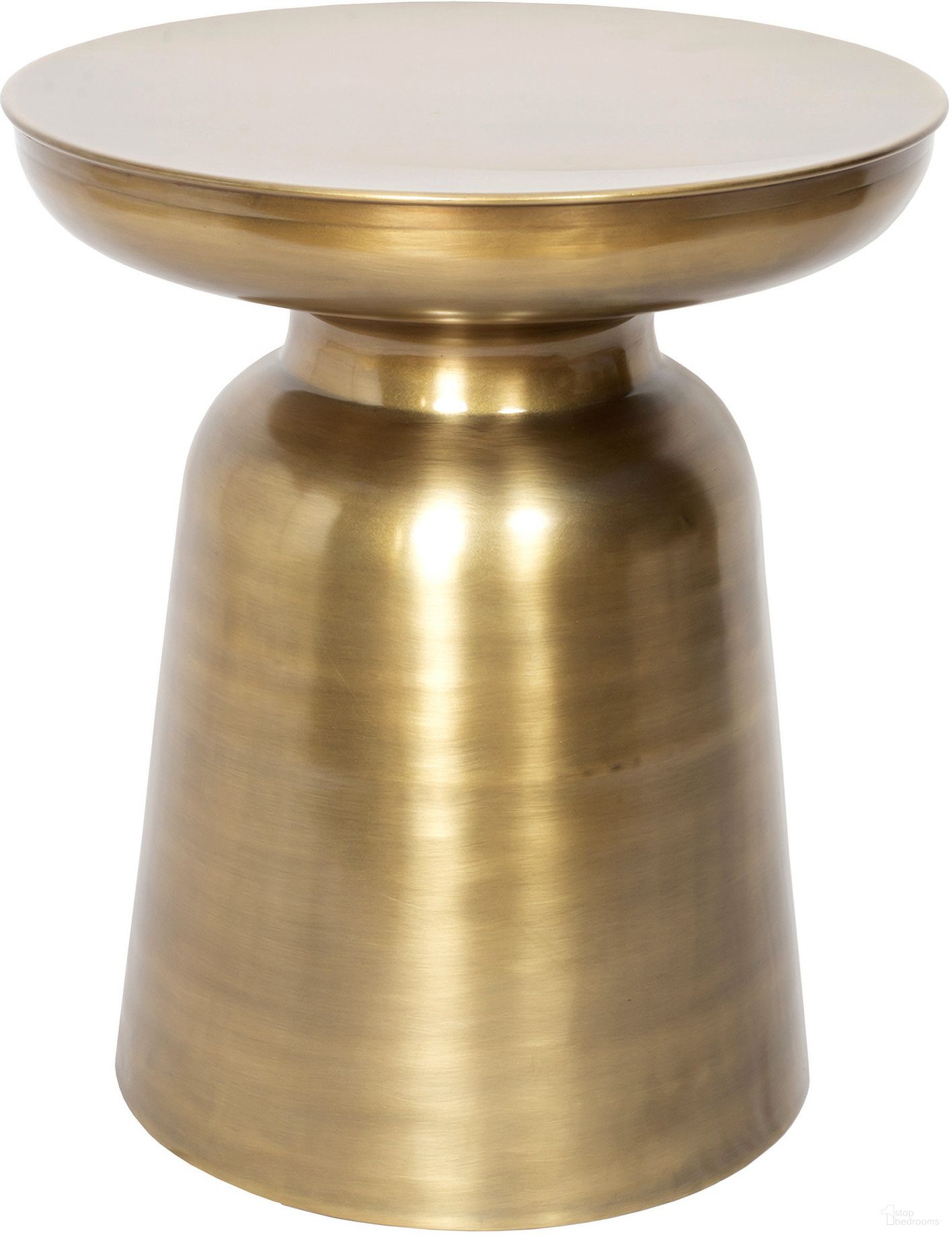 The appearance of Vodra Solid Handmade Brass Drum Side End Table In Brass Gold designed by Rajani Home in the glam interior design. This brass gold piece of furniture  was selected by 1StopBedrooms from Juno Collection to add a touch of cosiness and style into your home. Sku: 3C095418G49348. Material: Metal.