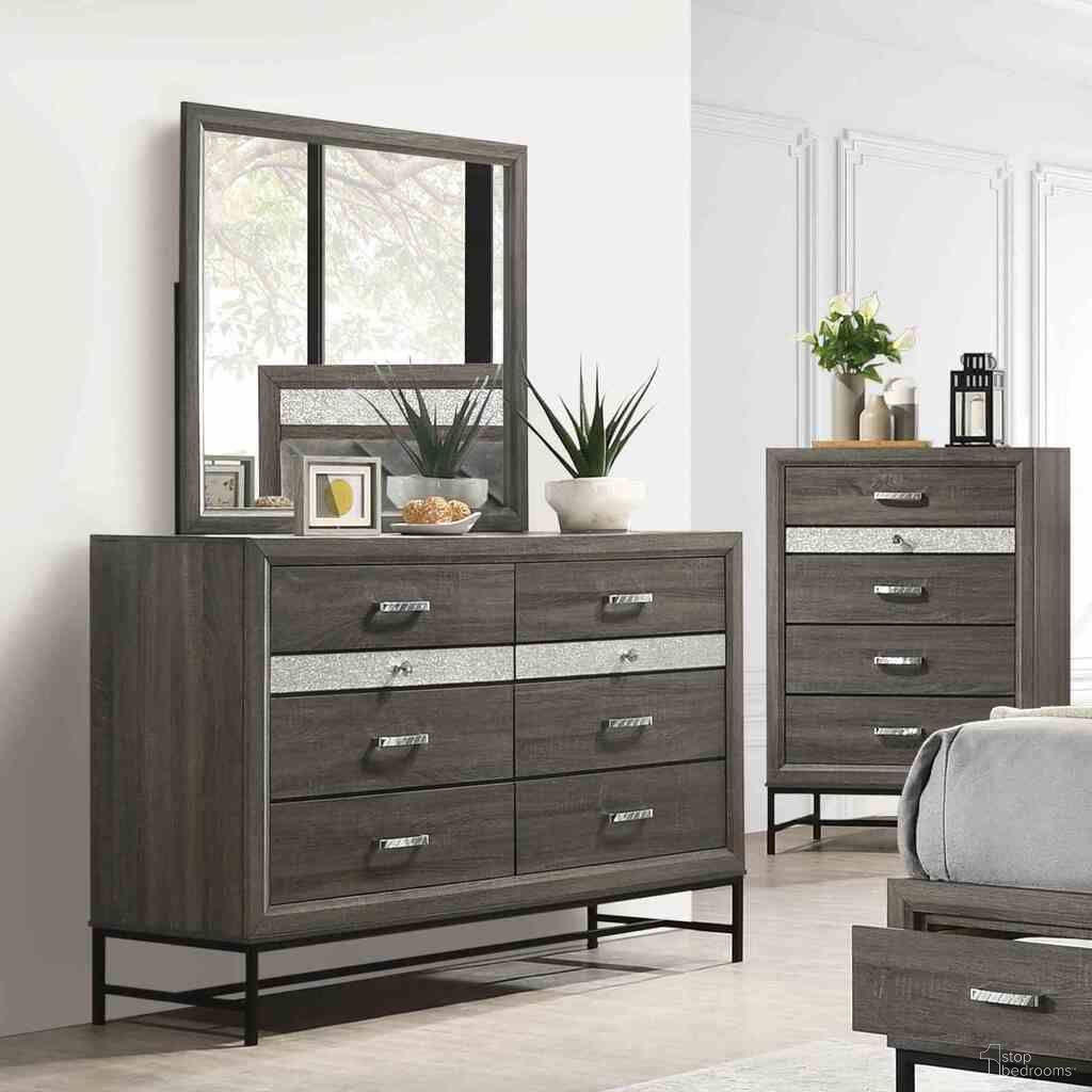 The appearance of Voleta Dresser In Gray designed by Furniture of America in the modern / contemporary interior design. This gray piece of furniture was selected by 1StopBedrooms from Voleta Collection to add a touch of cosiness and style into your home. Sku: FM7212GY-D. Material: Metal.
