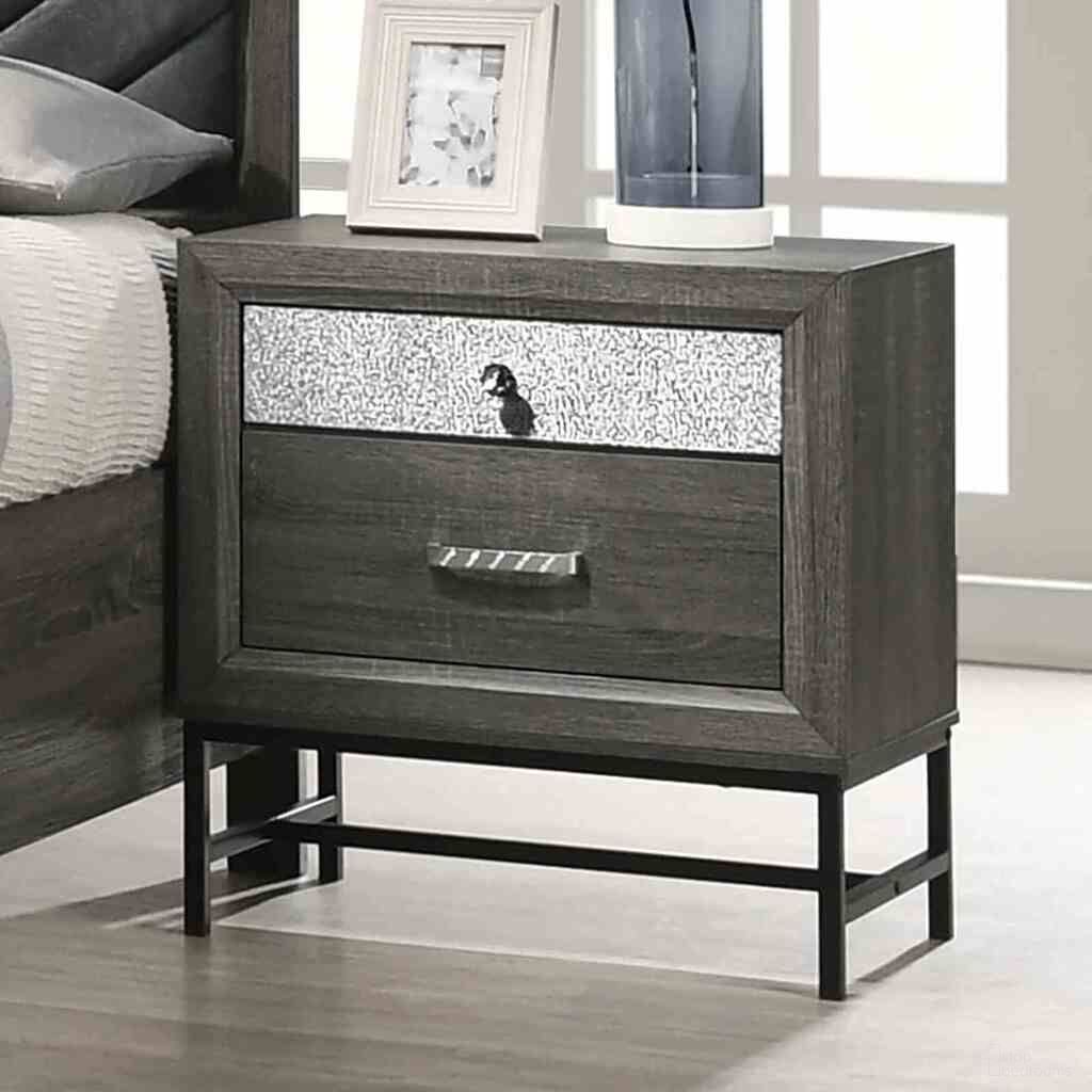 The appearance of Voleta Nightstand In Gray designed by Furniture of America in the modern / contemporary interior design. This gray piece of furniture was selected by 1StopBedrooms from Voleta Collection to add a touch of cosiness and style into your home. Sku: FM7212GY-N. Material: Metal.