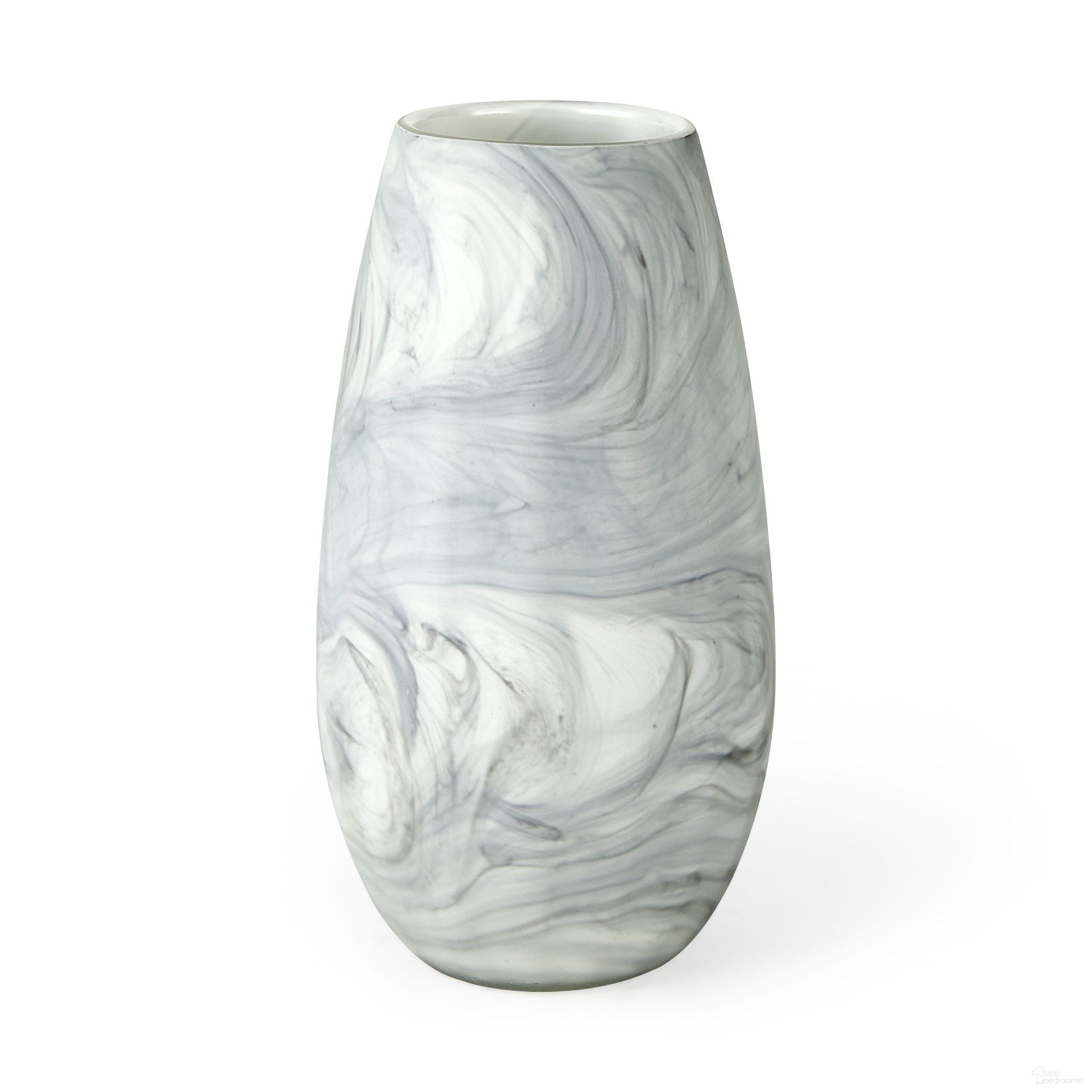 Volta II Abstract Pattern Glass Tall Vase In White and Gray