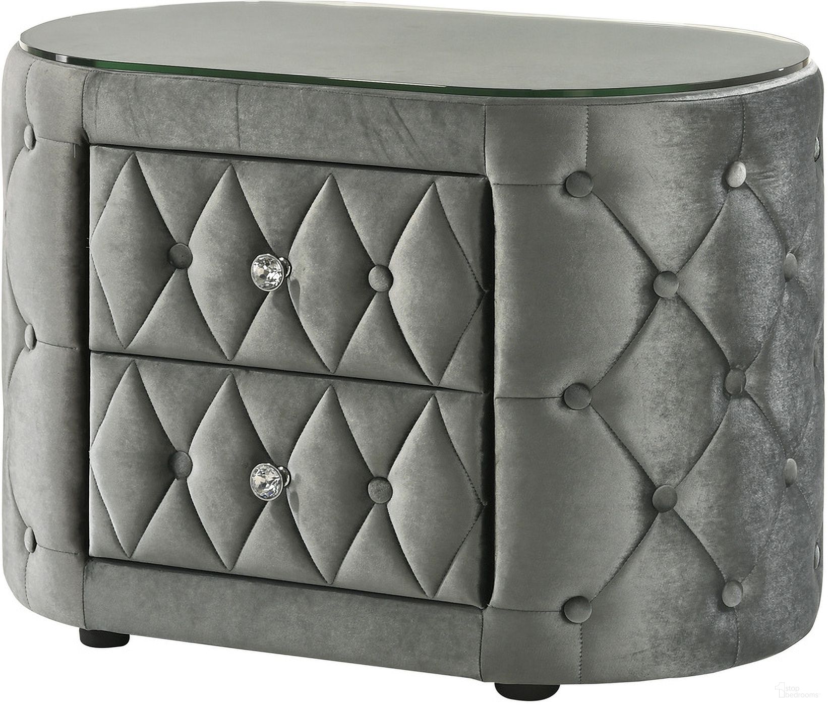 The appearance of Voltare Night Stand In Grey designed by Crown Mark in the glam interior design. This grey piece of furniture was selected by 1StopBedrooms from Voltare Collection to add a touch of cosiness and style into your home. Sku: 5212GY-2. Material: MDF.