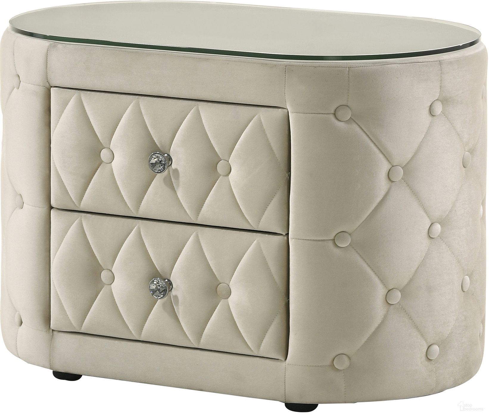 The appearance of Voltare Night Stand In Ivory designed by Crown Mark in the glam interior design. This ivory piece of furniture was selected by 1StopBedrooms from Voltare Collection to add a touch of cosiness and style into your home. Sku: 5212IV-2. Material: MDF.