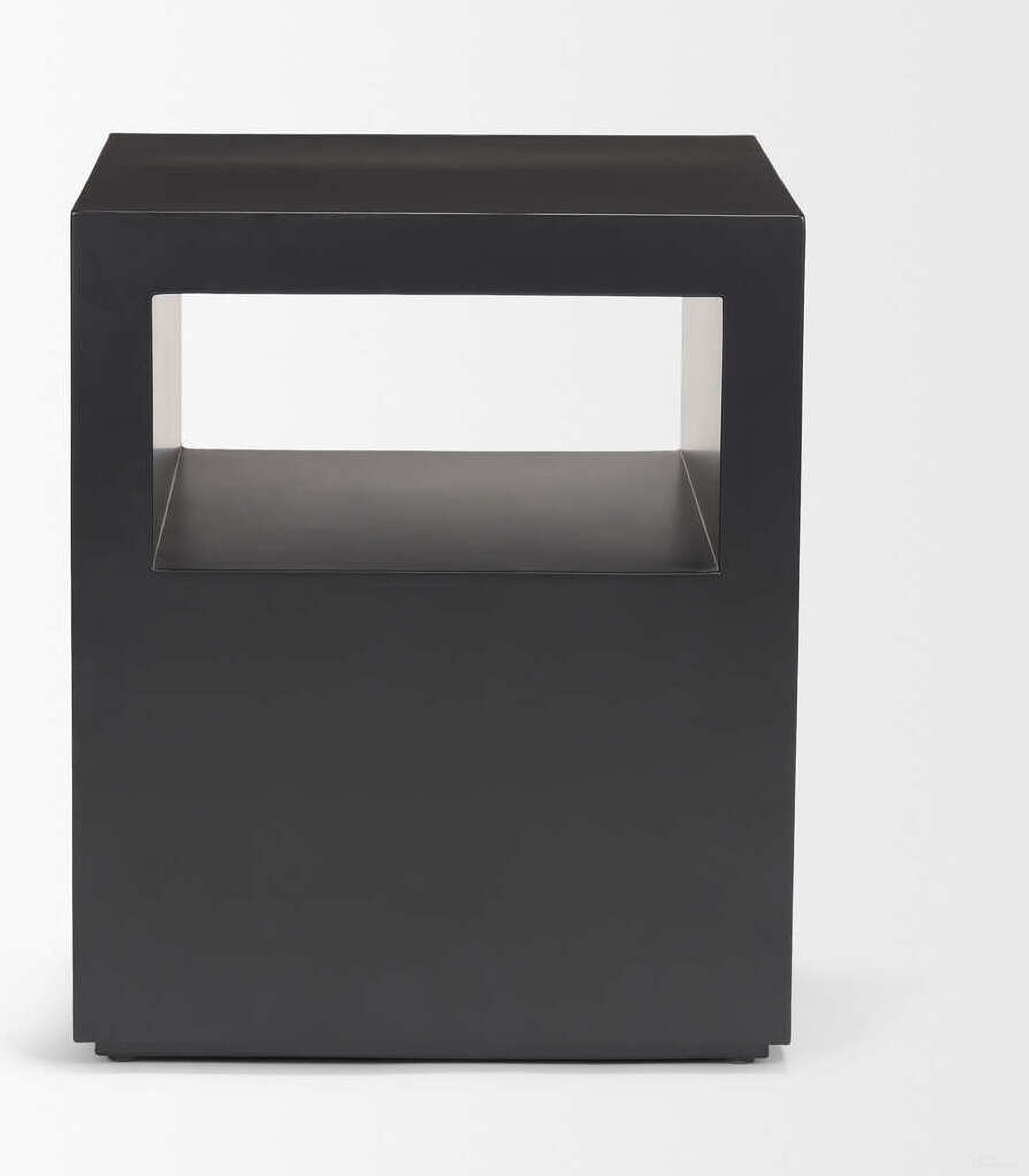 The appearance of Vondra Metal with Open Shelves Side Table In Black designed by Mercana in the modern / contemporary interior design. This black piece of furniture  was selected by 1StopBedrooms from Vondra Collection to add a touch of cosiness and style into your home. Sku: 71053. Material: Metal.